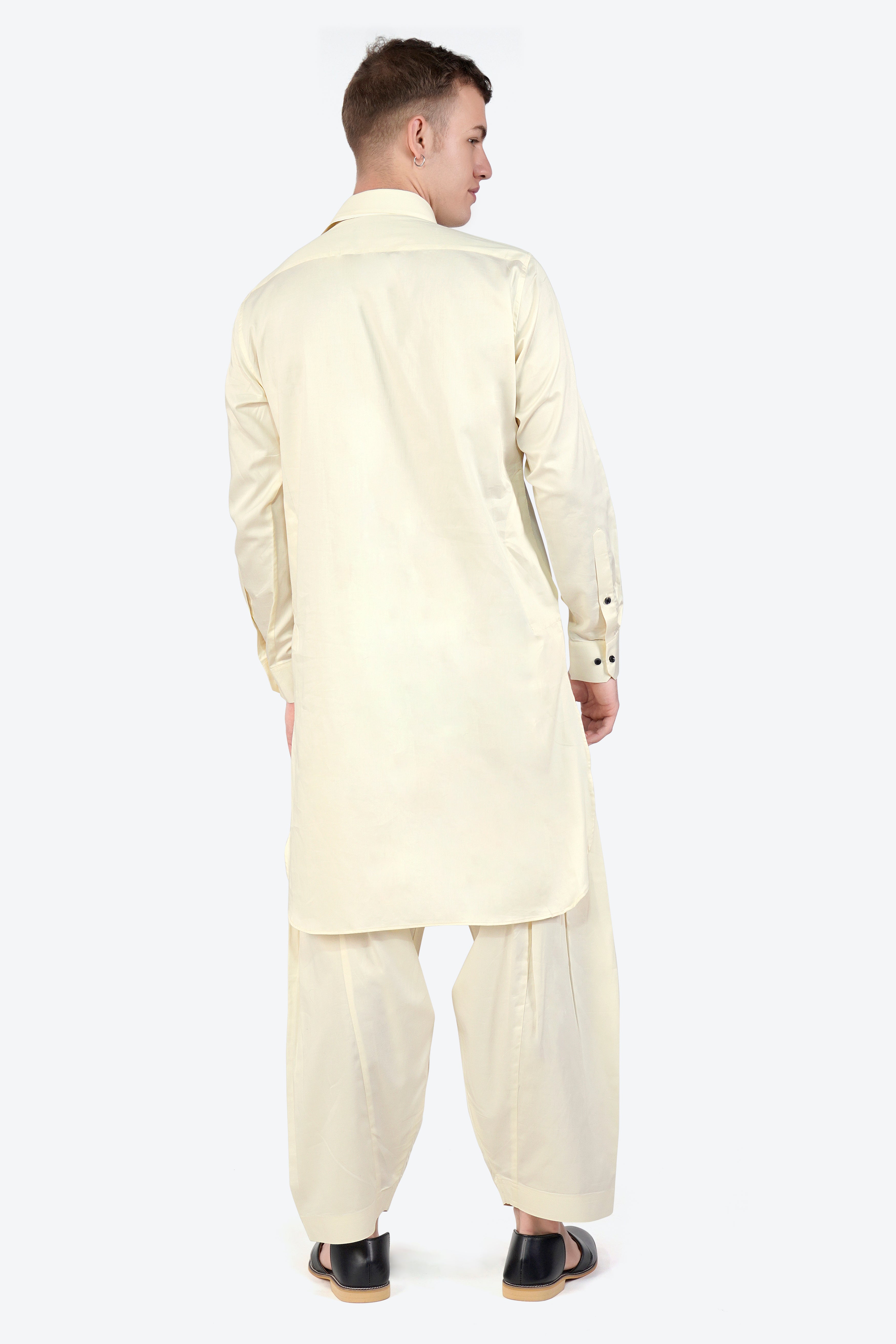 Merino Cream Subtle Sheen Super Soft Premium Cotton Pathani Set