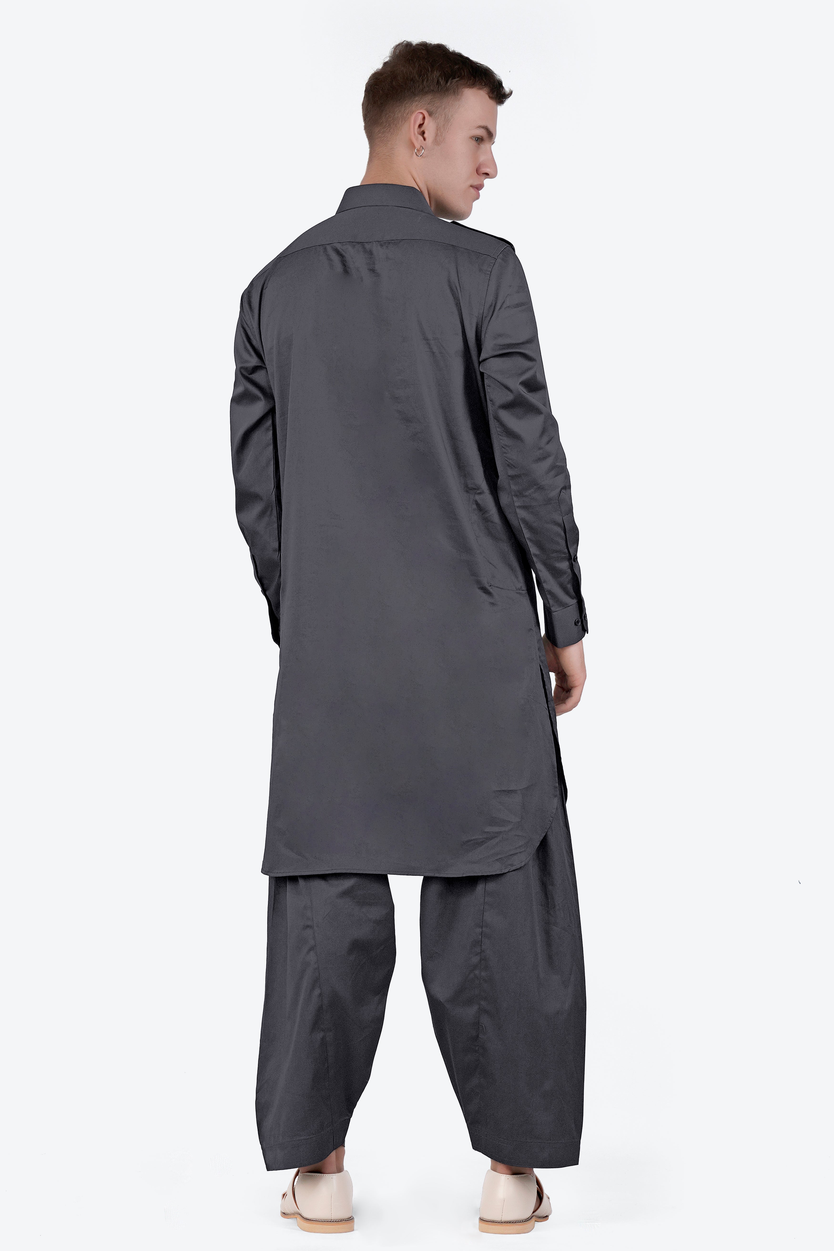 Iridium Gray Subtle Sheen Super Soft Premium Cotton Pathani Set