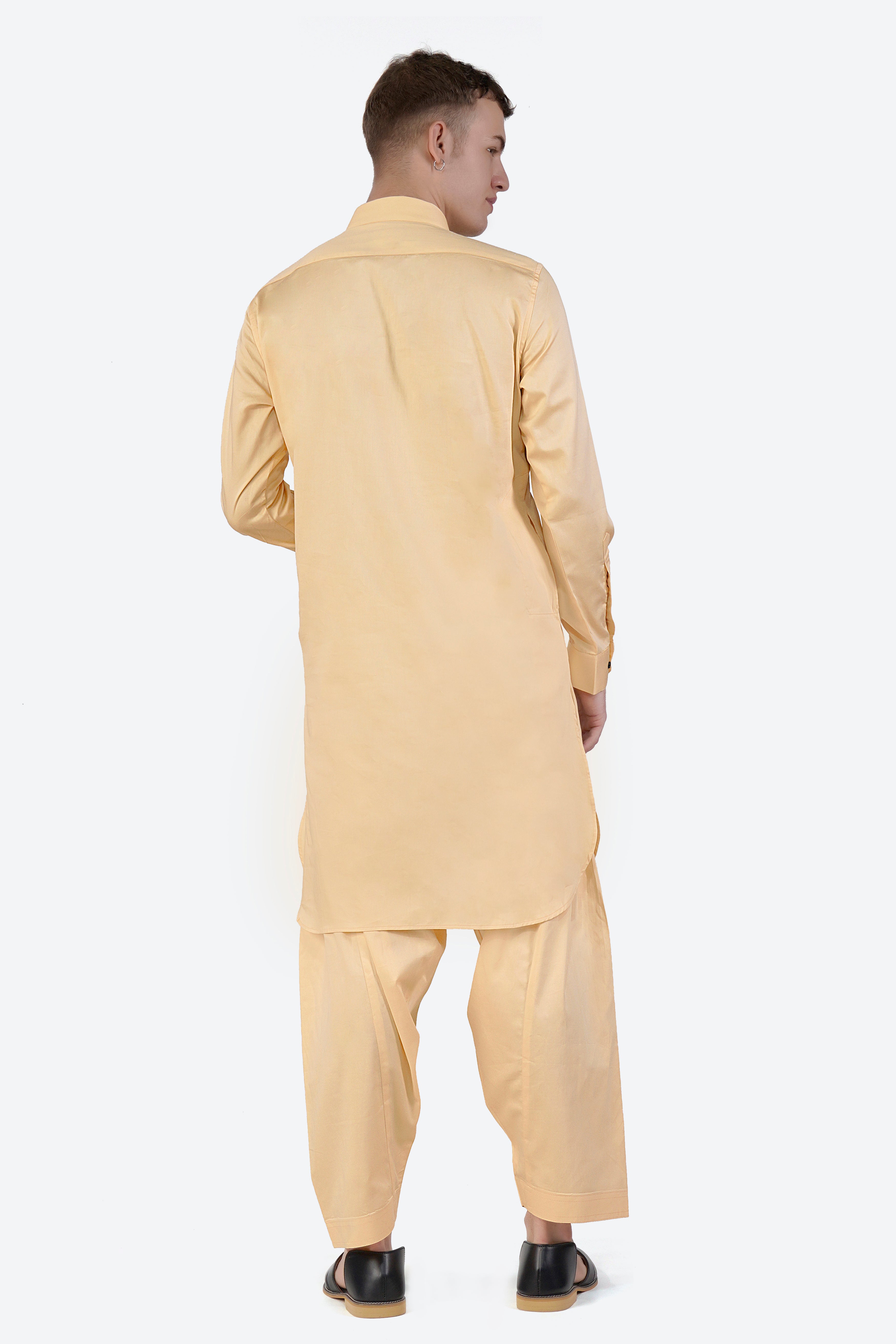 Hampton Beige Subtle Sheen Super Soft Premium Cotton Pathani Set