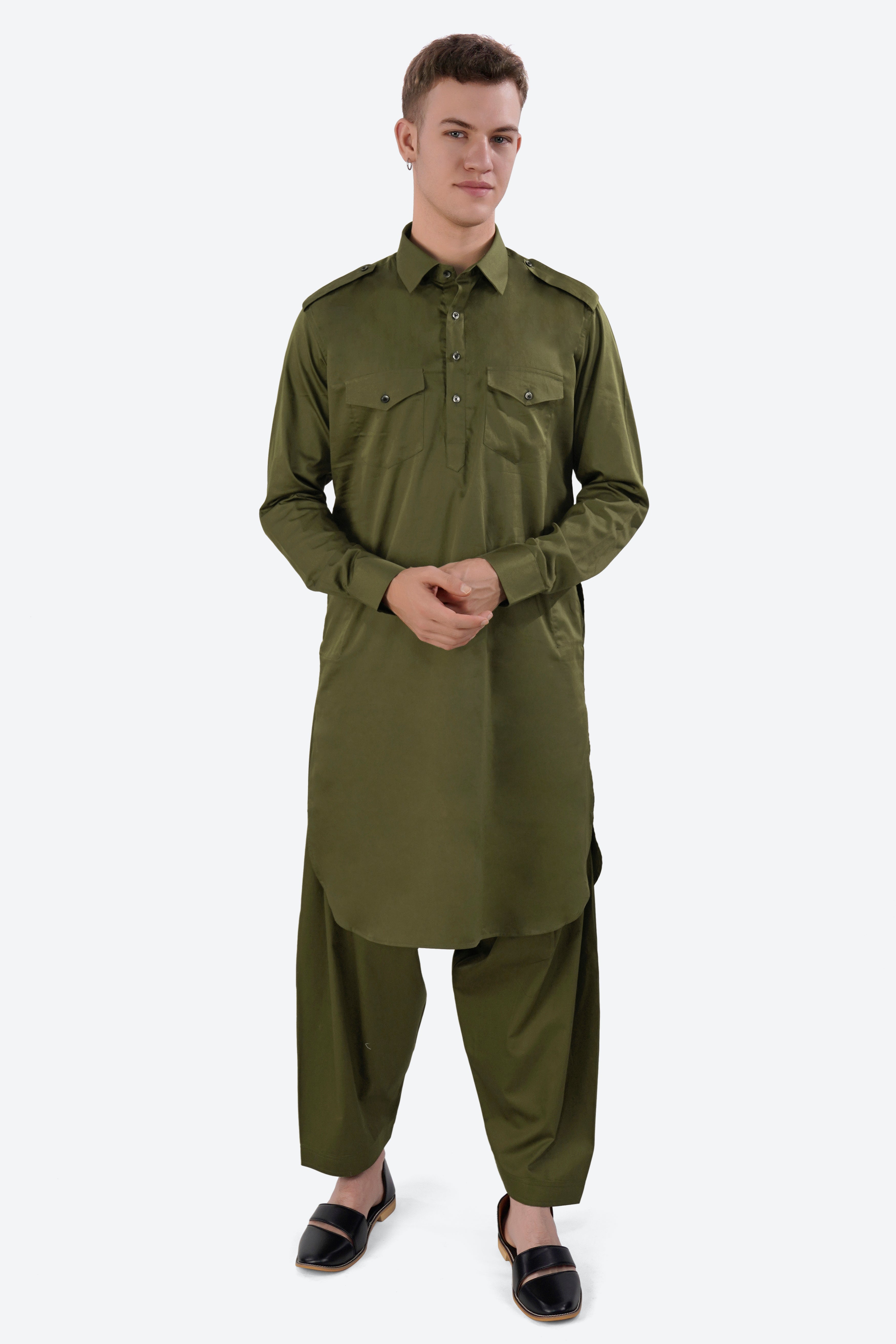 Fuscous Green Dhoti F-6301