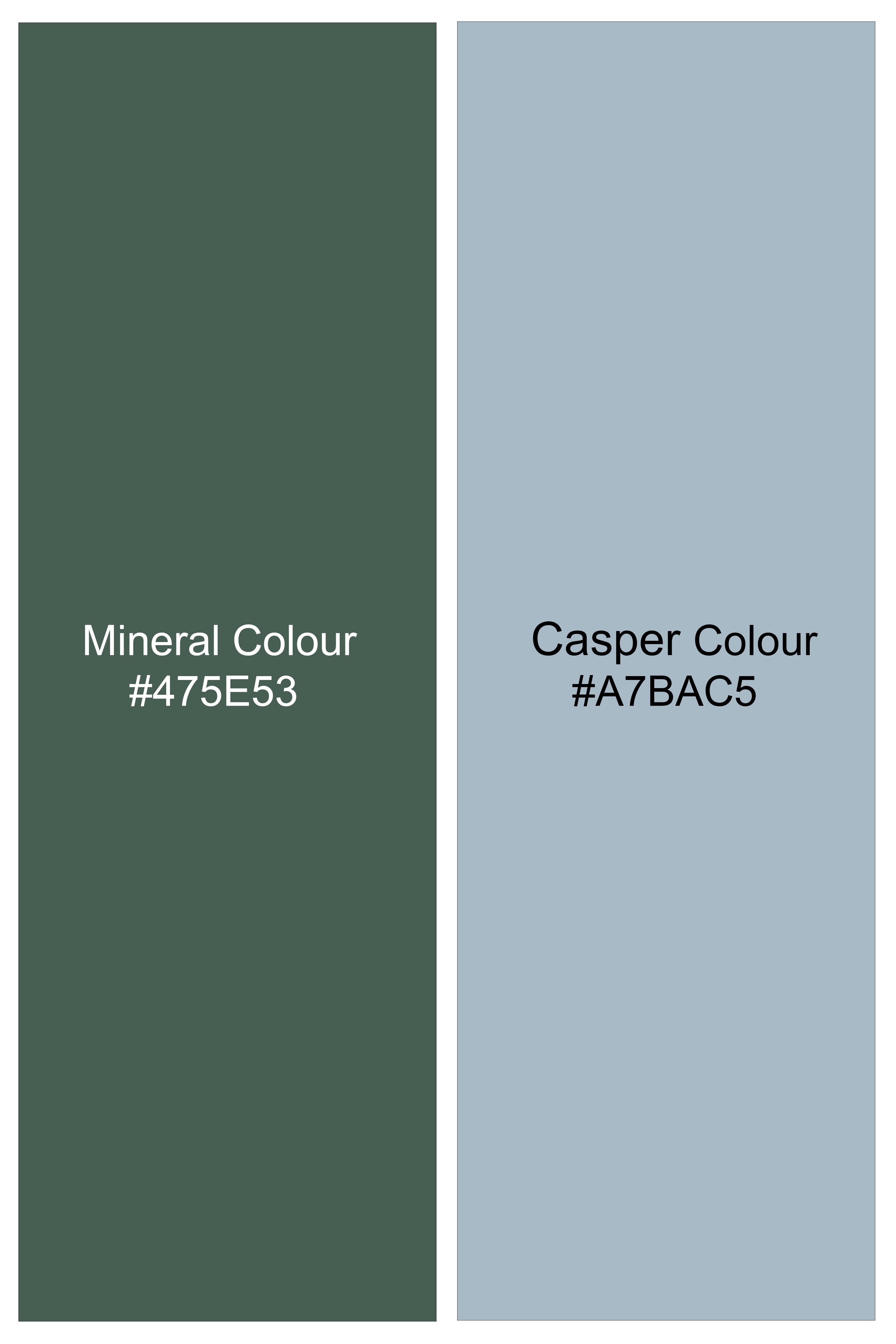 Mineral Green And Casper Blue Print Subtle Sheen Super Soft Premium Cotton Shirt