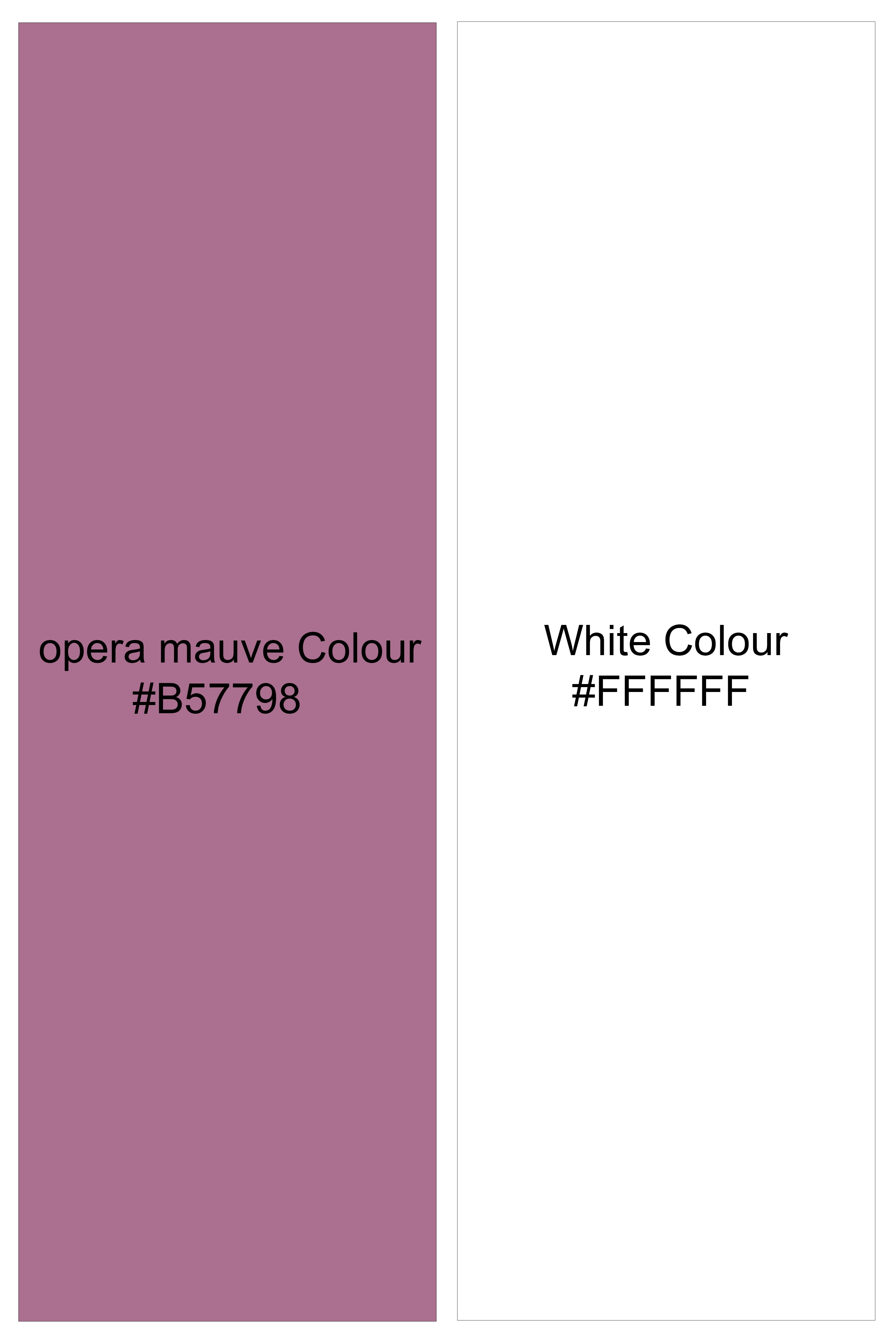 Vivelle-Opera Mauve Pink And Bright White Printed Super Soft Premium Cotton Semi Formal Shirt