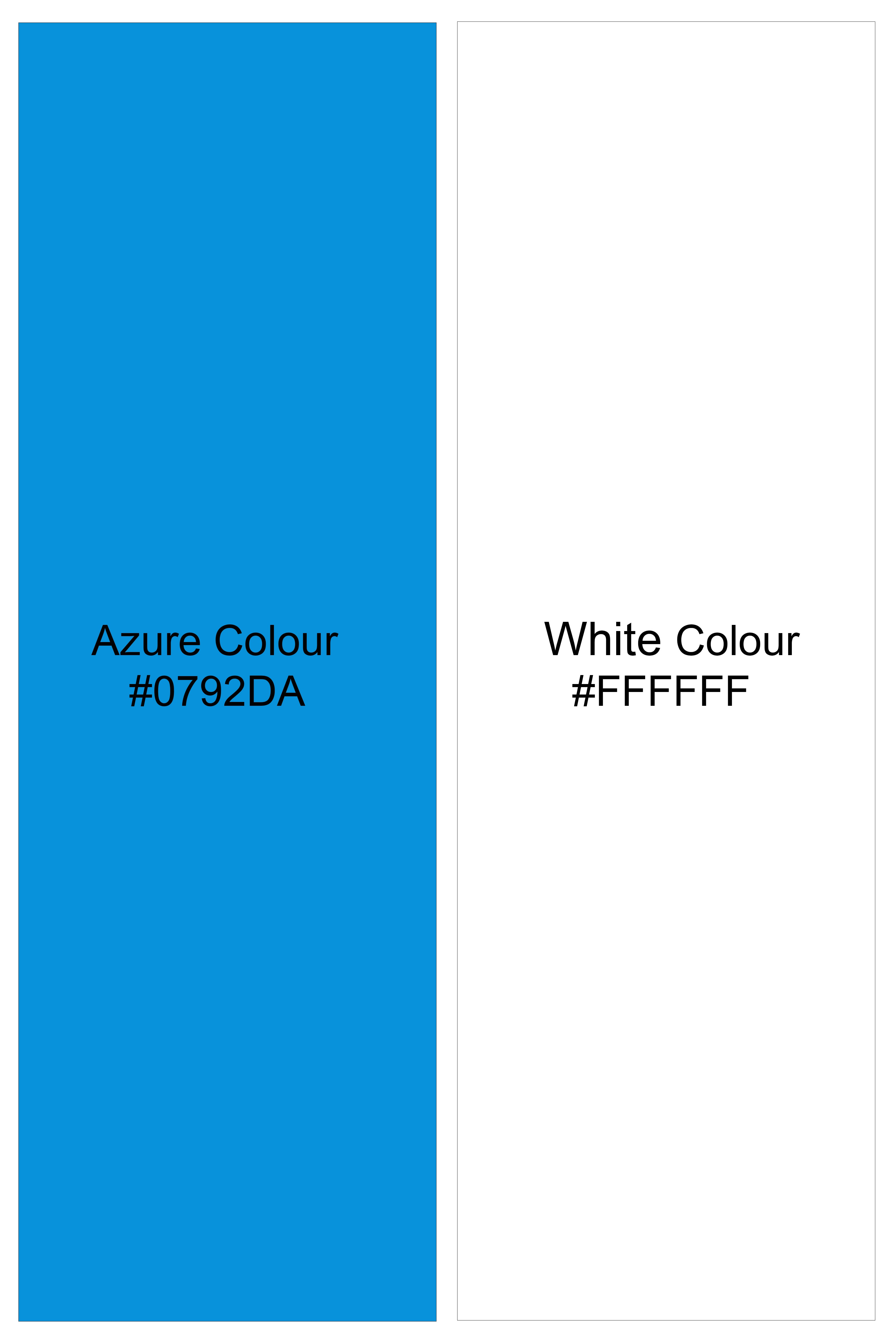 Azure Blue with White Ocean Printed Super Soft Premium Cotton Shirt