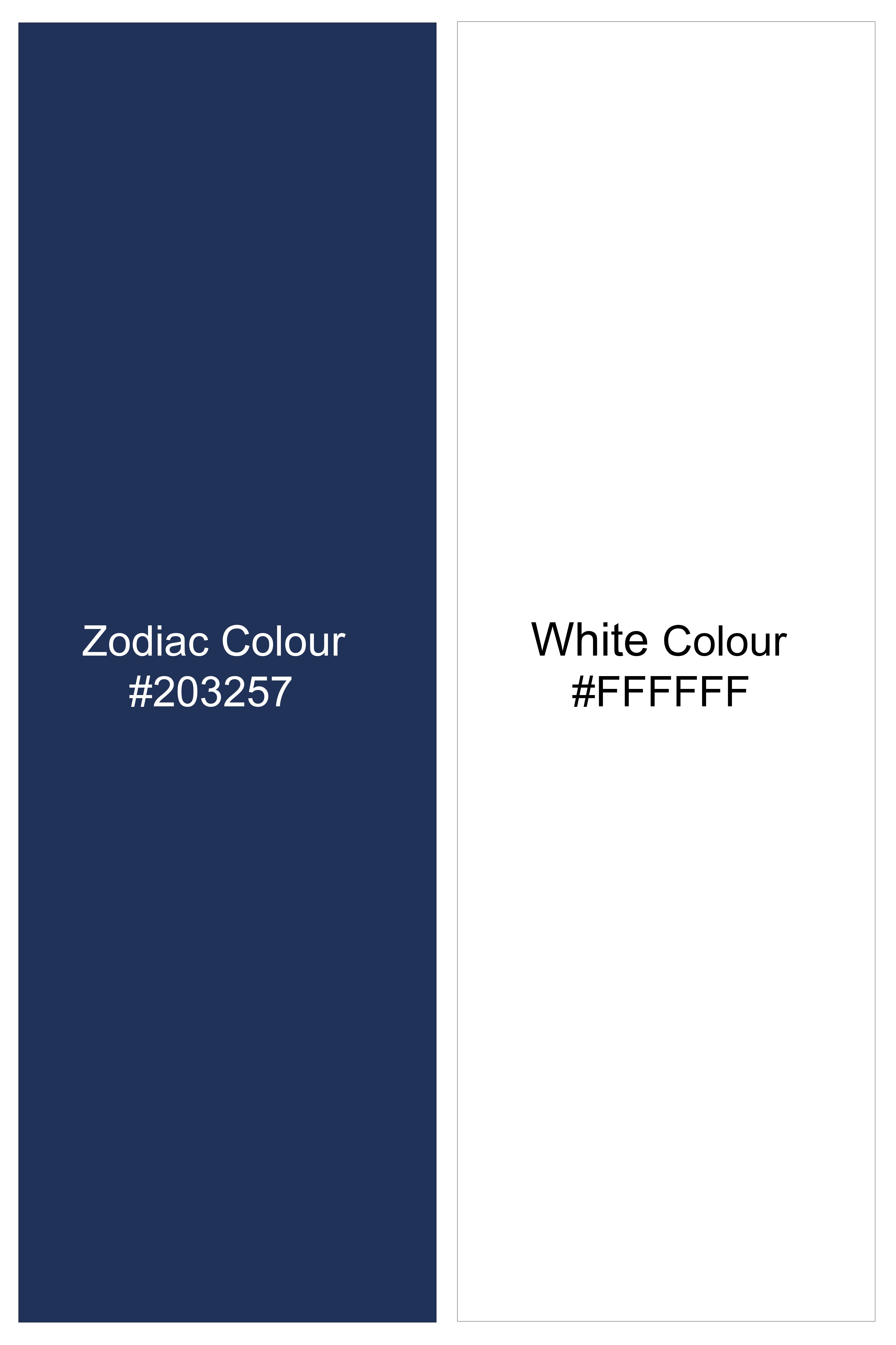 Bright White and Zodiac Blue Print Super Soft Premium Cotton Shirt