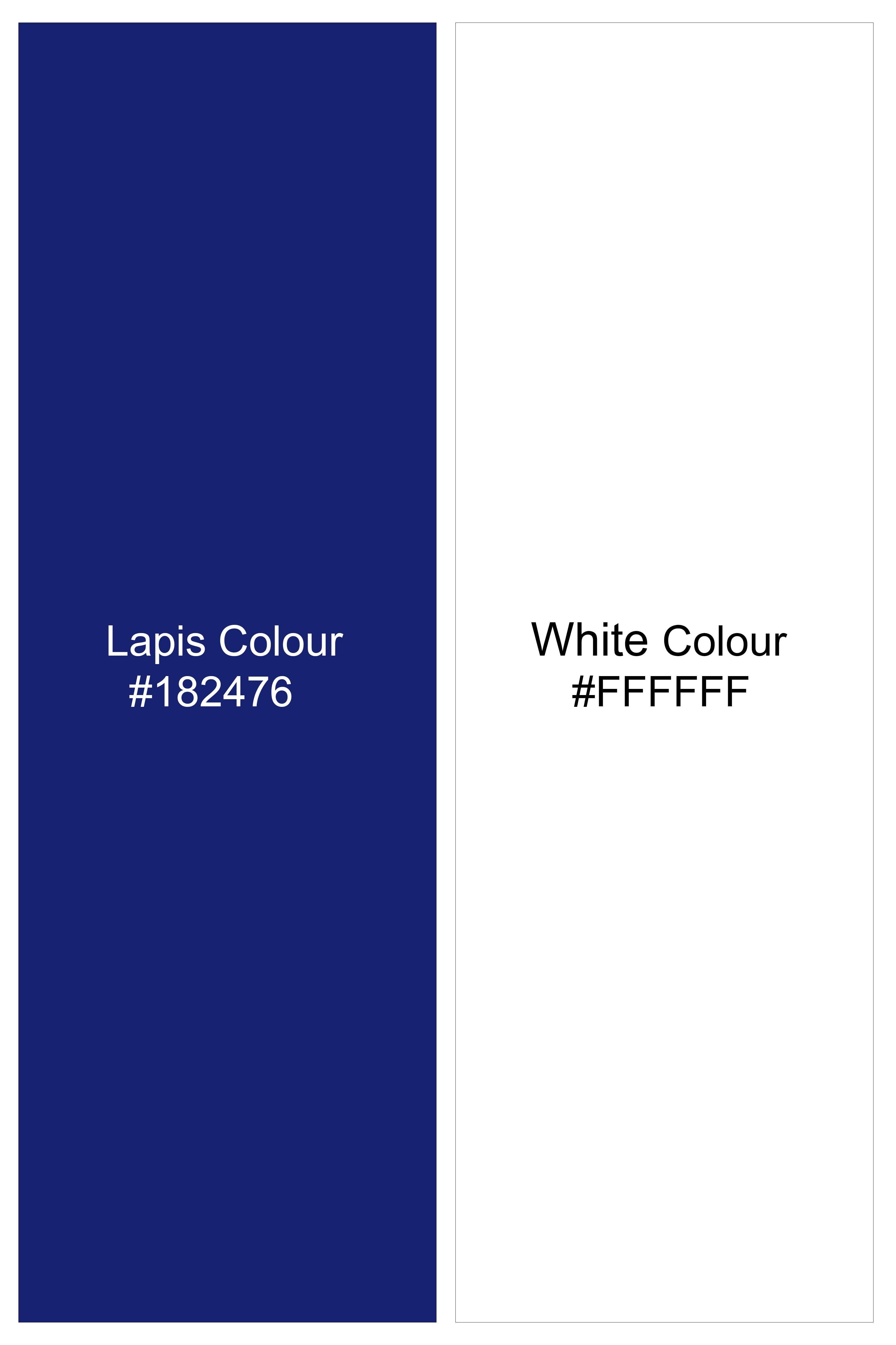 Azivon-Lapis Blue And Bright White Gingham Plaid Super Soft Premium Cotton Semi Formal Shirt