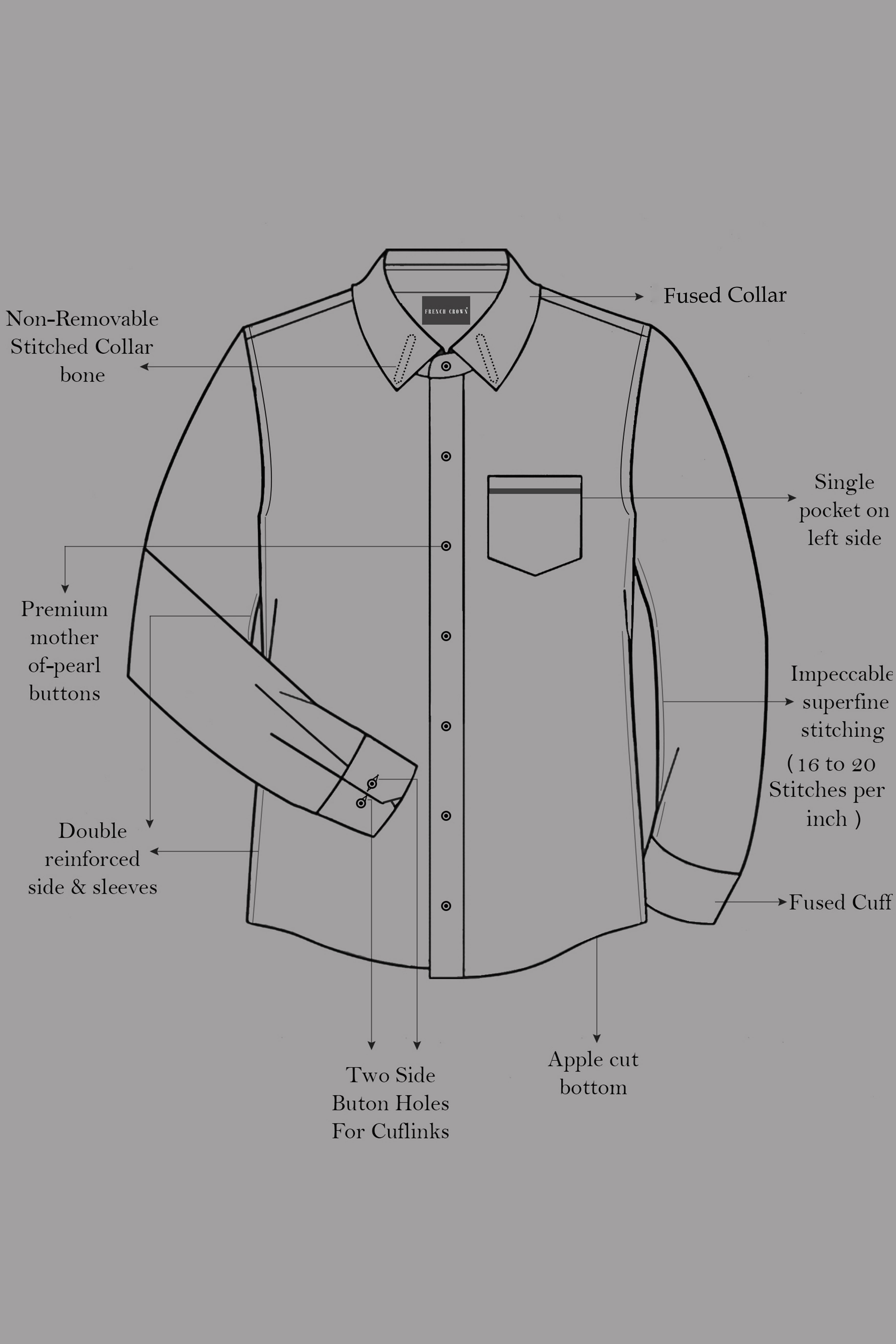 Parisian-French Gray Solid Subtle Sheen Super Soft Premium Cotton Dress Shirt 13437-38, 13437-H-38, 13437-39, 13437-H-39, 13437-40, 13437-H-40, 13437-42, 13437-H-42, 13437-44, 13437-H-44, 13437-46, 13437-H-46, 13437-48, 13437-H-48, 13437-50, 13437-H-50, 13437-52, 13437-H-52