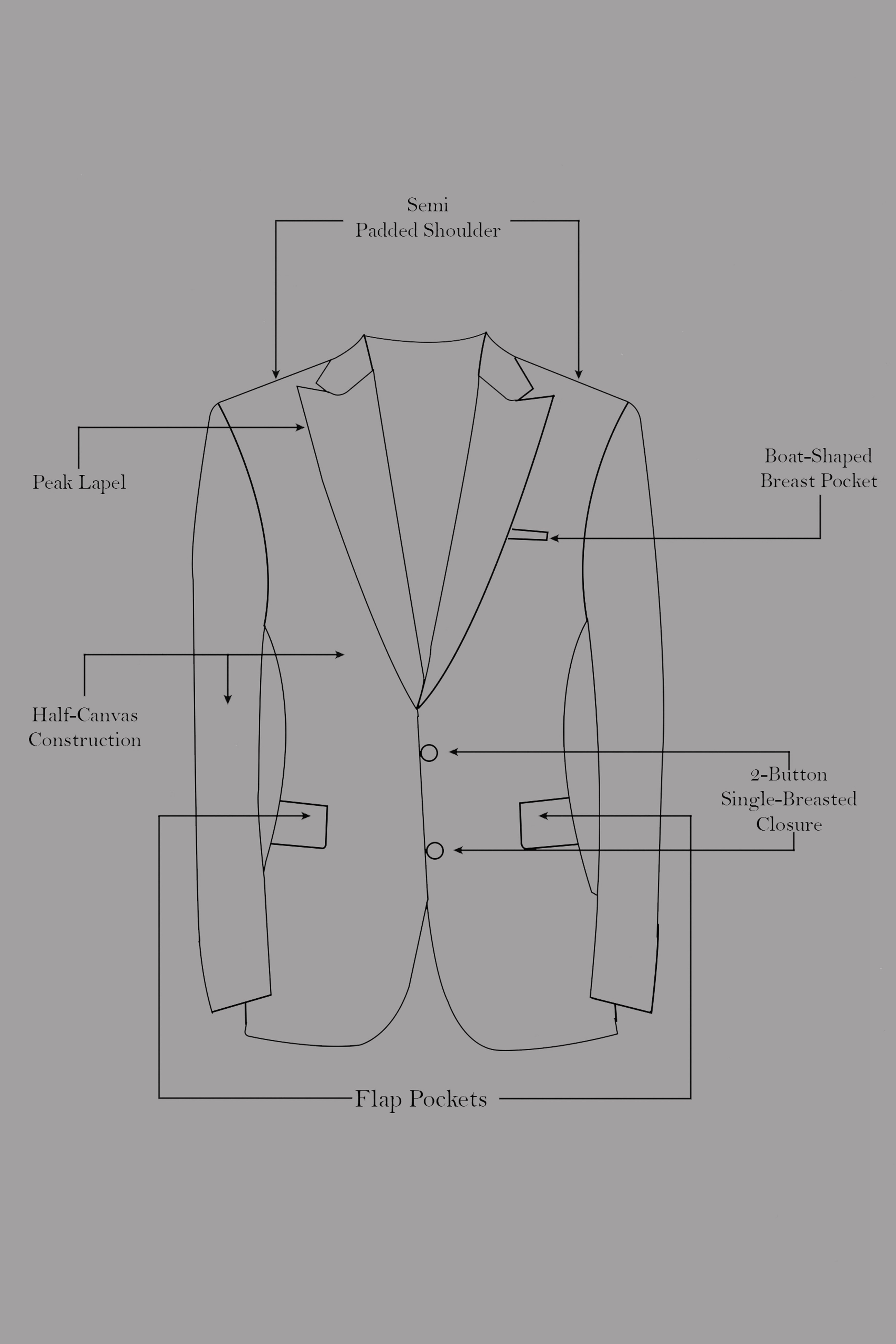 Off White And Shilo peach Sequins Embroidered Peak Collar Tuxedo Blazer