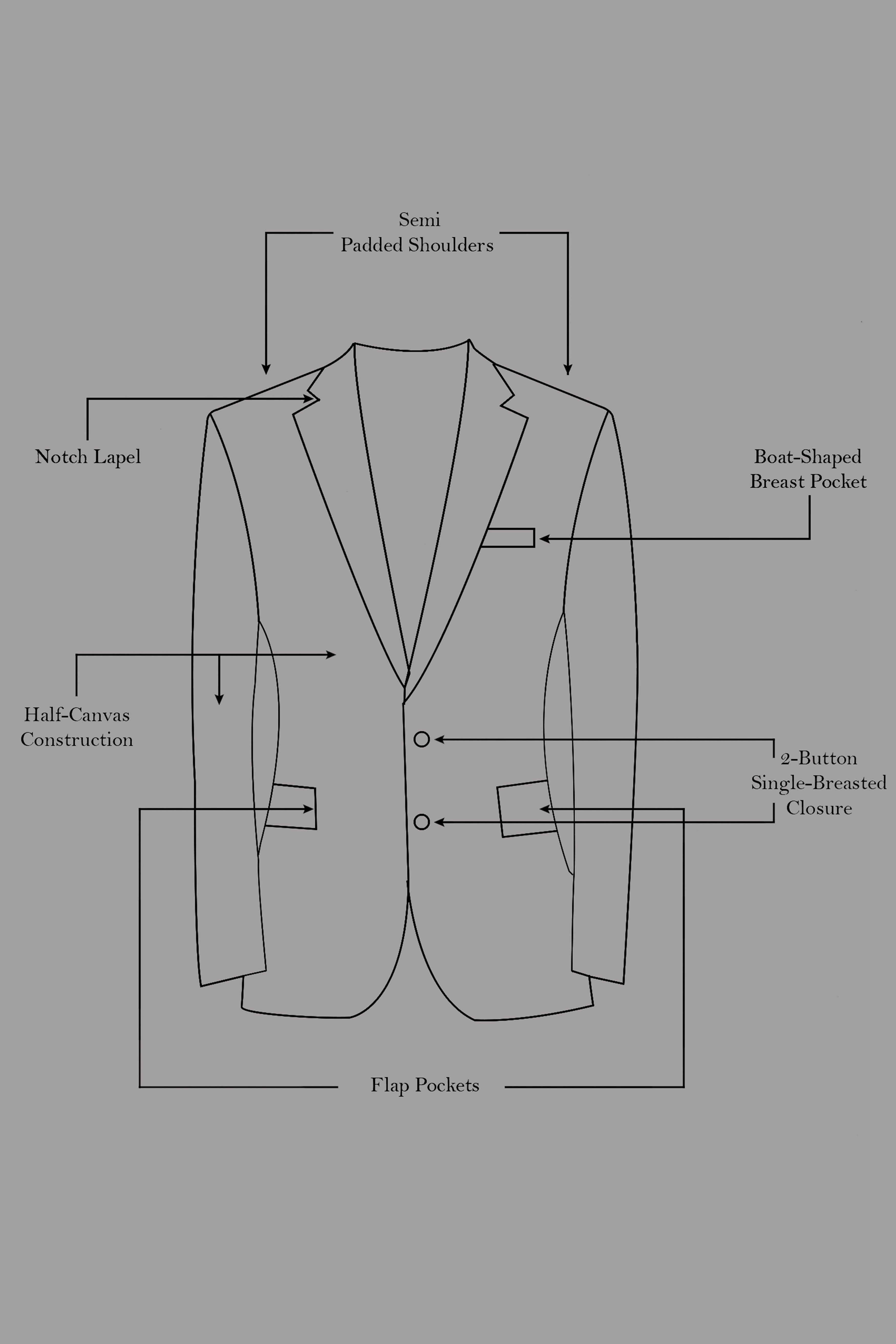 Off White Solid Wool Rich Single Breasted Stretchable traveler Suit