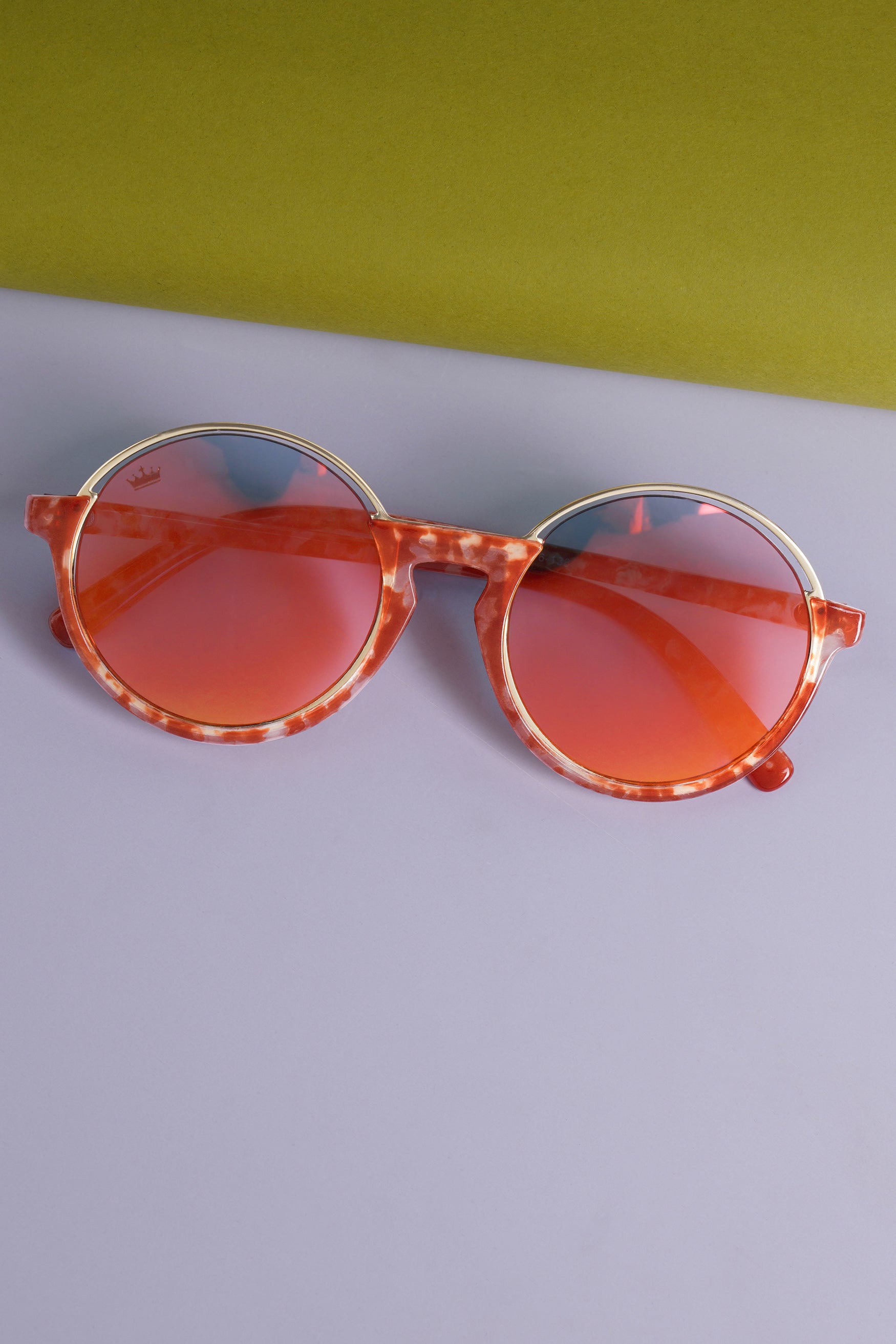 Peach French Crown Round-Shaped Women’s Sunglasses