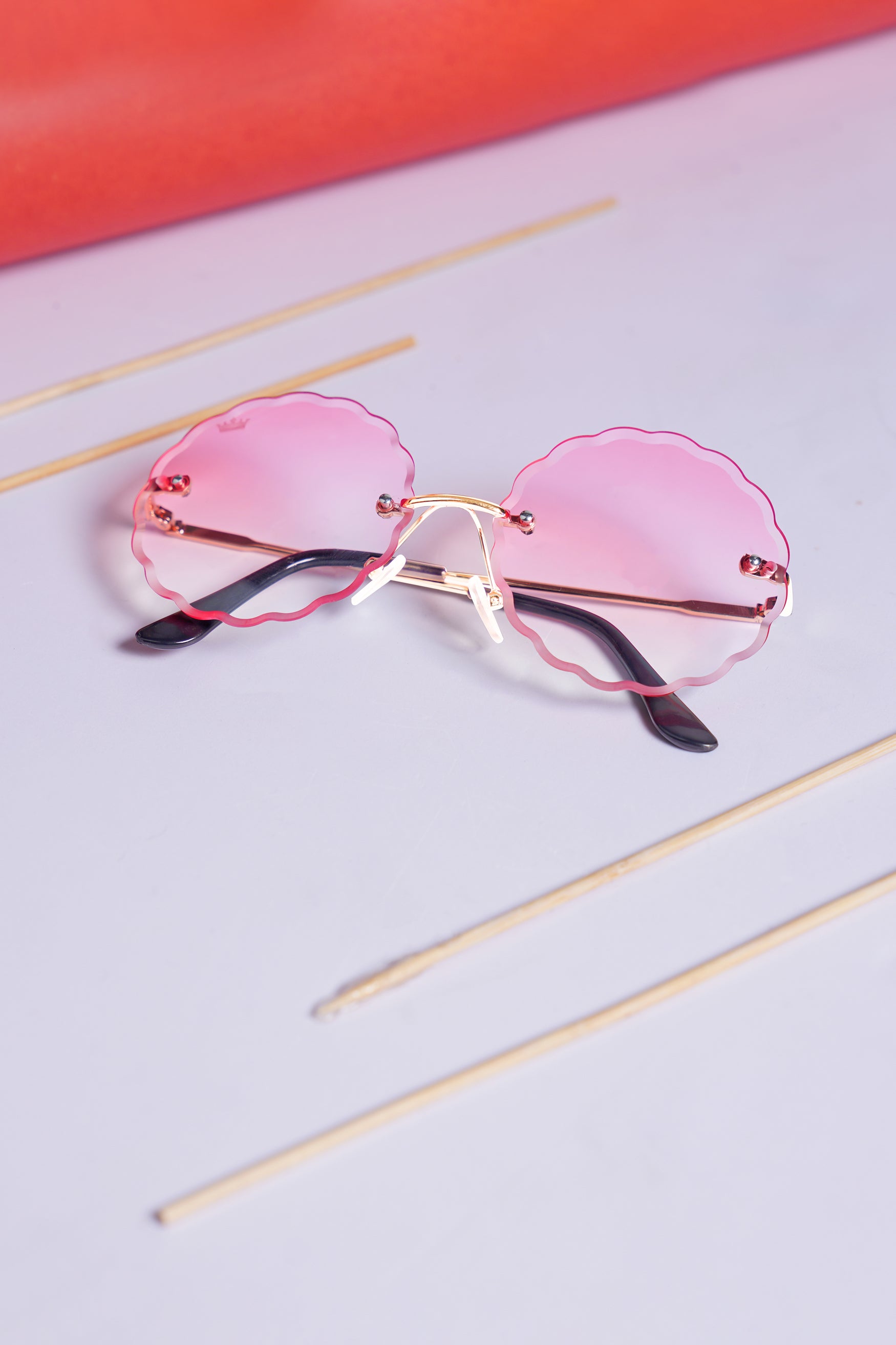 Punch Pink French Crown Round-Shaped Women’s Sunglasses