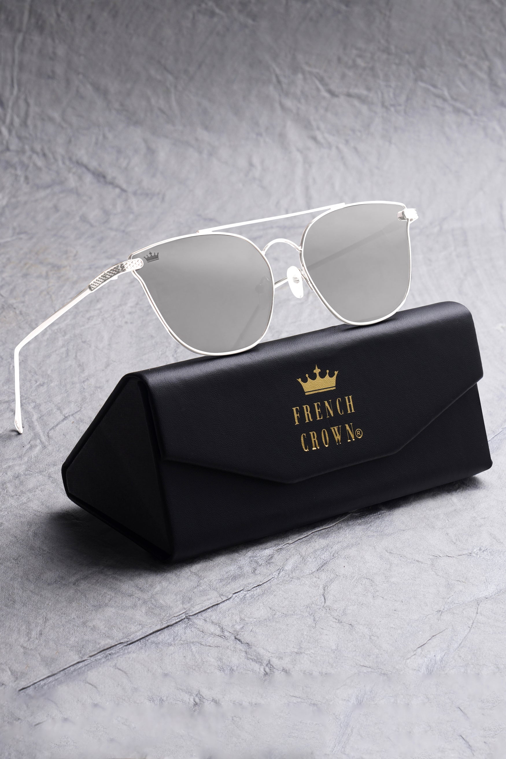 Lead Gray French Crown Clubmaster Unisex Sunglasses