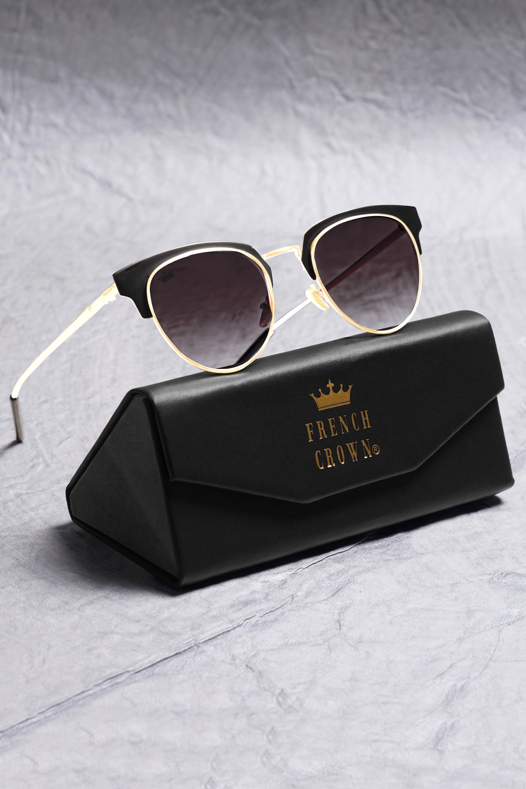 Charcoal Gray French Crown Clubmaster Unisex Sunglasses