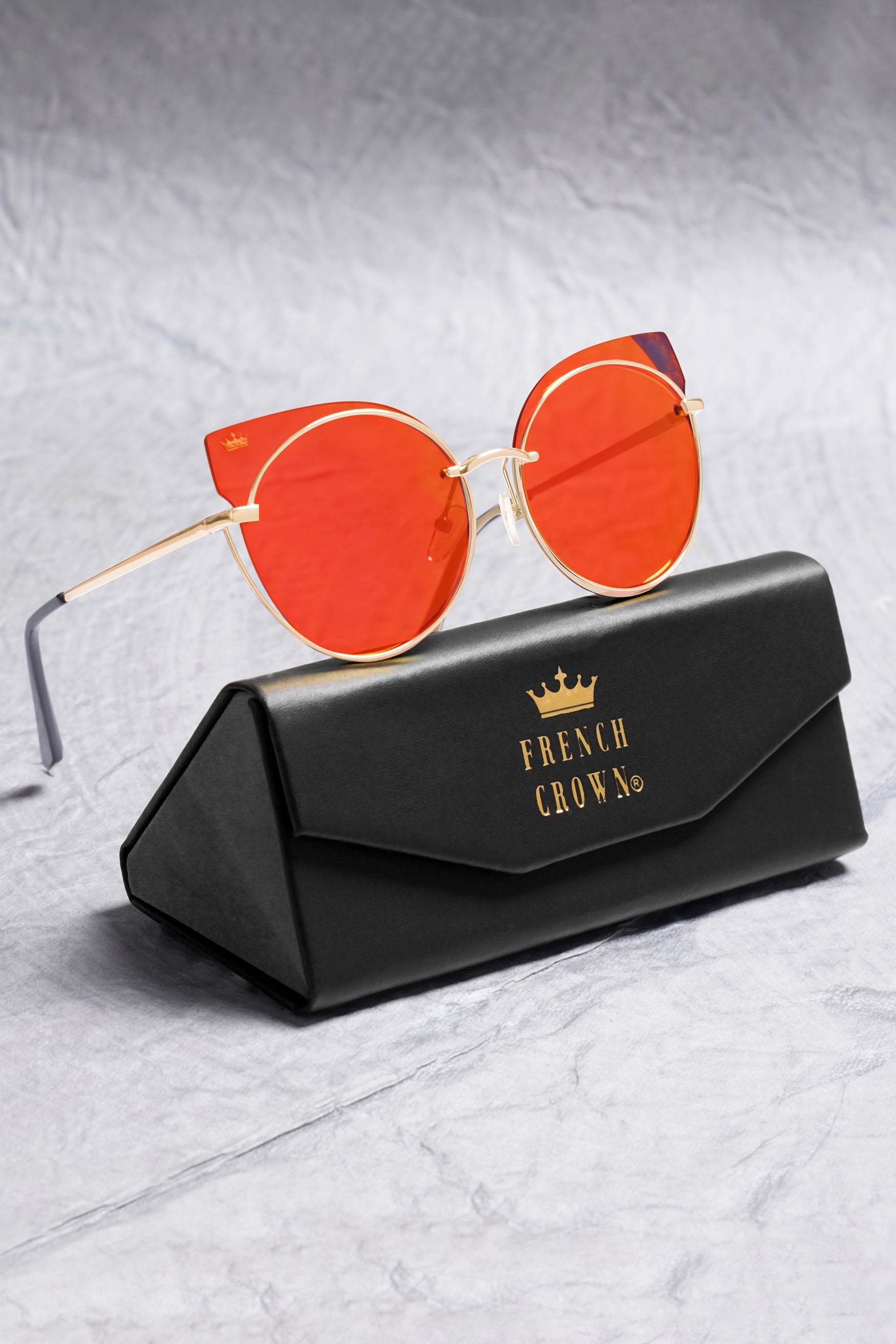 Golden Pink French Crown Cat Eye Women’s Sunglasses