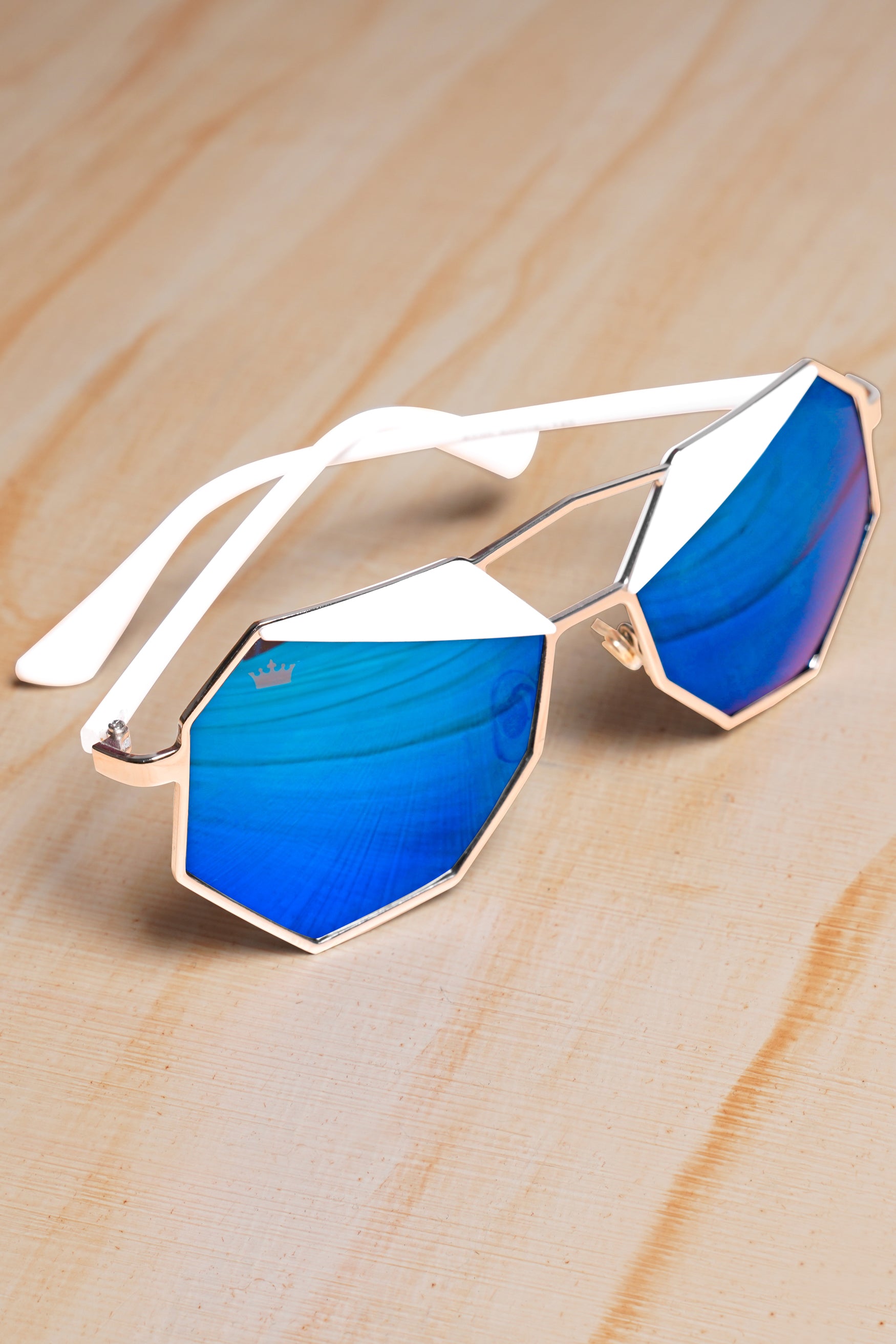 Royal Blue French Crown Oversized Unisex Sunglasses