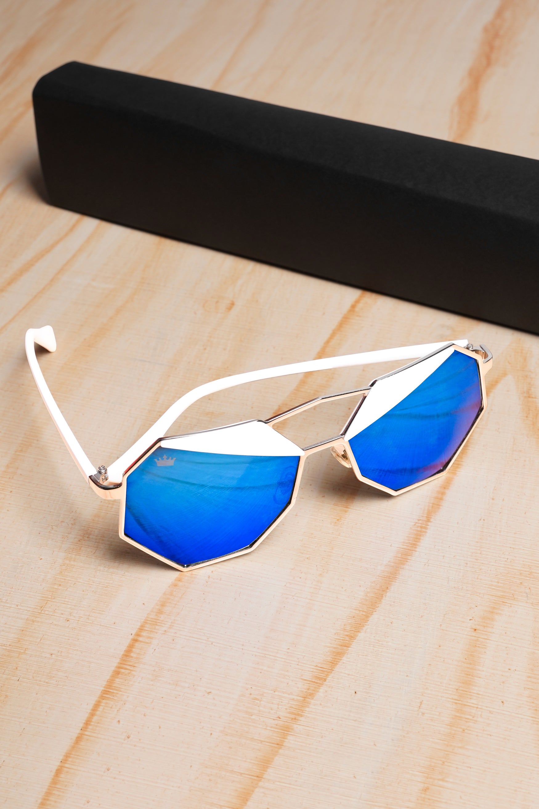 Royal Blue French Crown Oversized Unisex Sunglasses