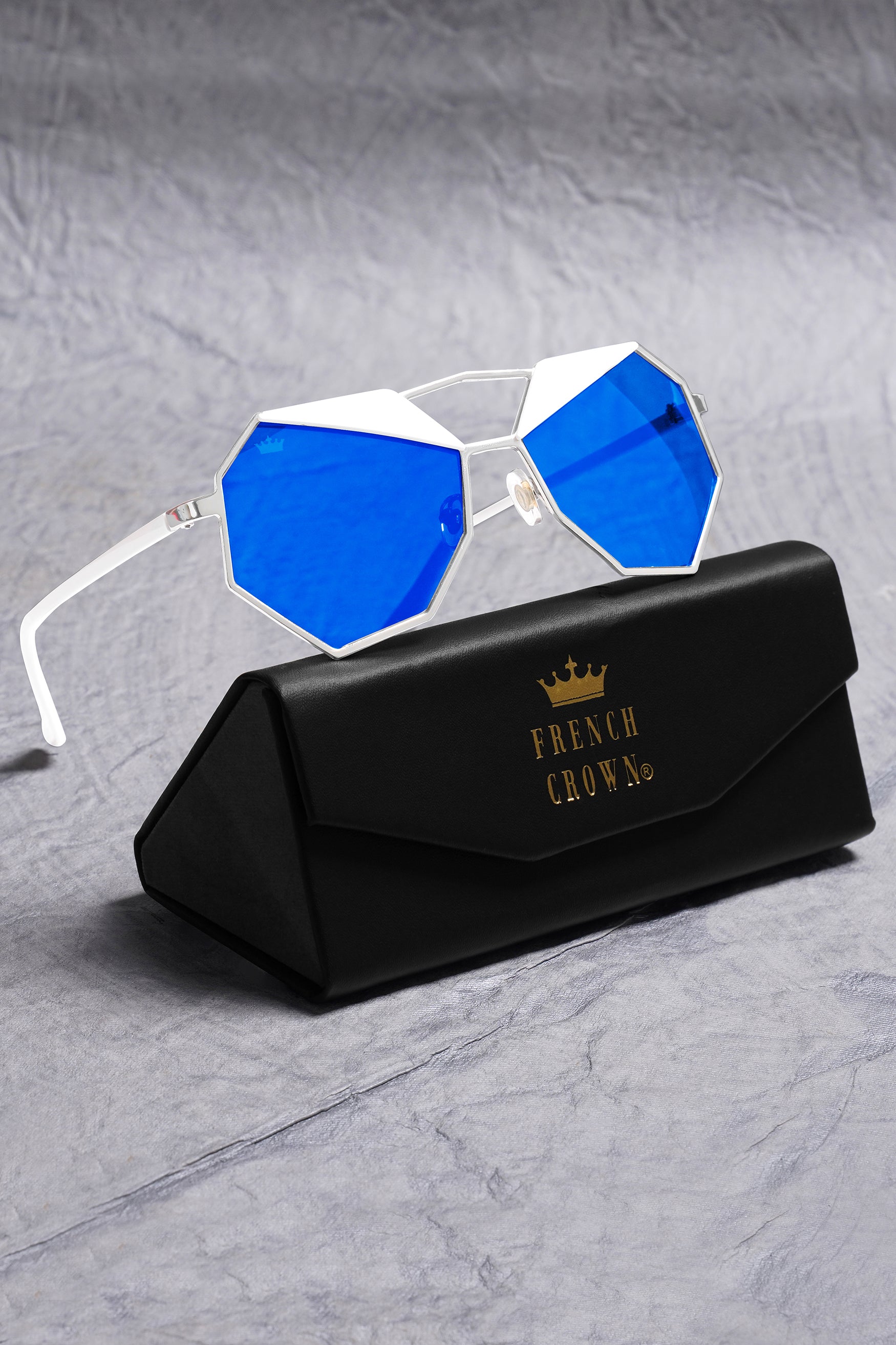 Royal Blue French Crown Oversized Unisex Sunglasses
