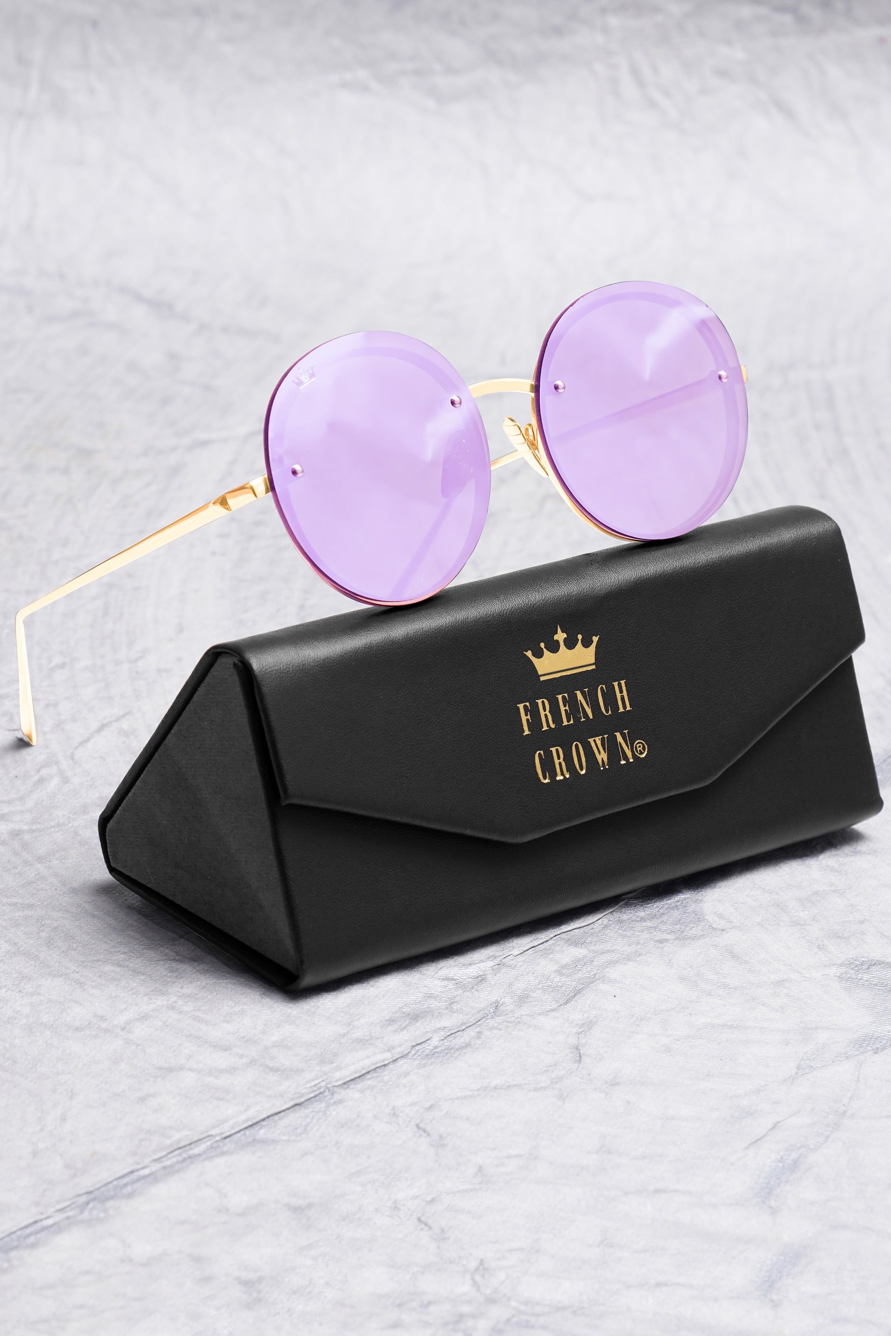 Twitch Purple French Crown Rimless Unisex Sunglasses