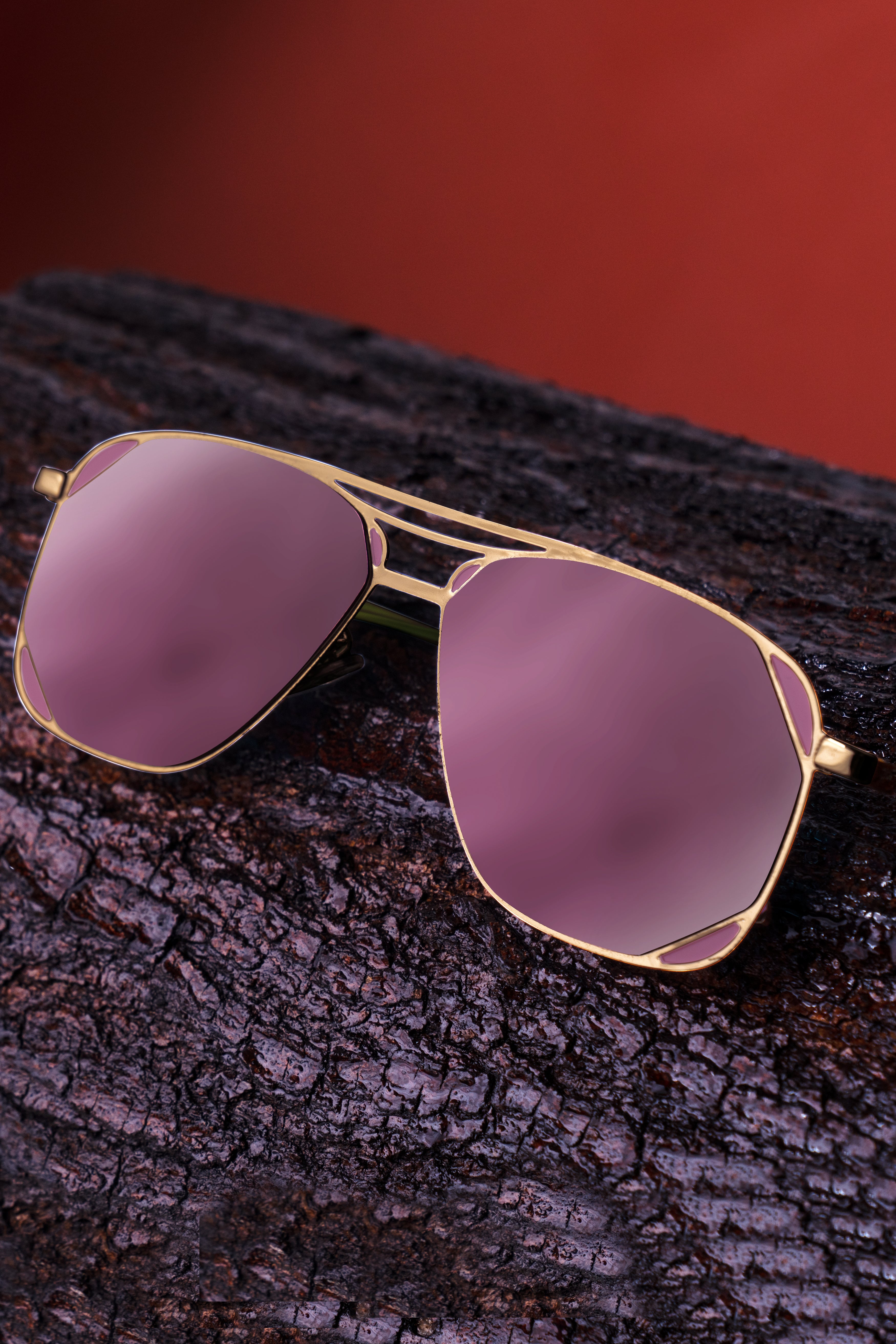 Rose Pink French Crown Aviator Unisex Sunglasses