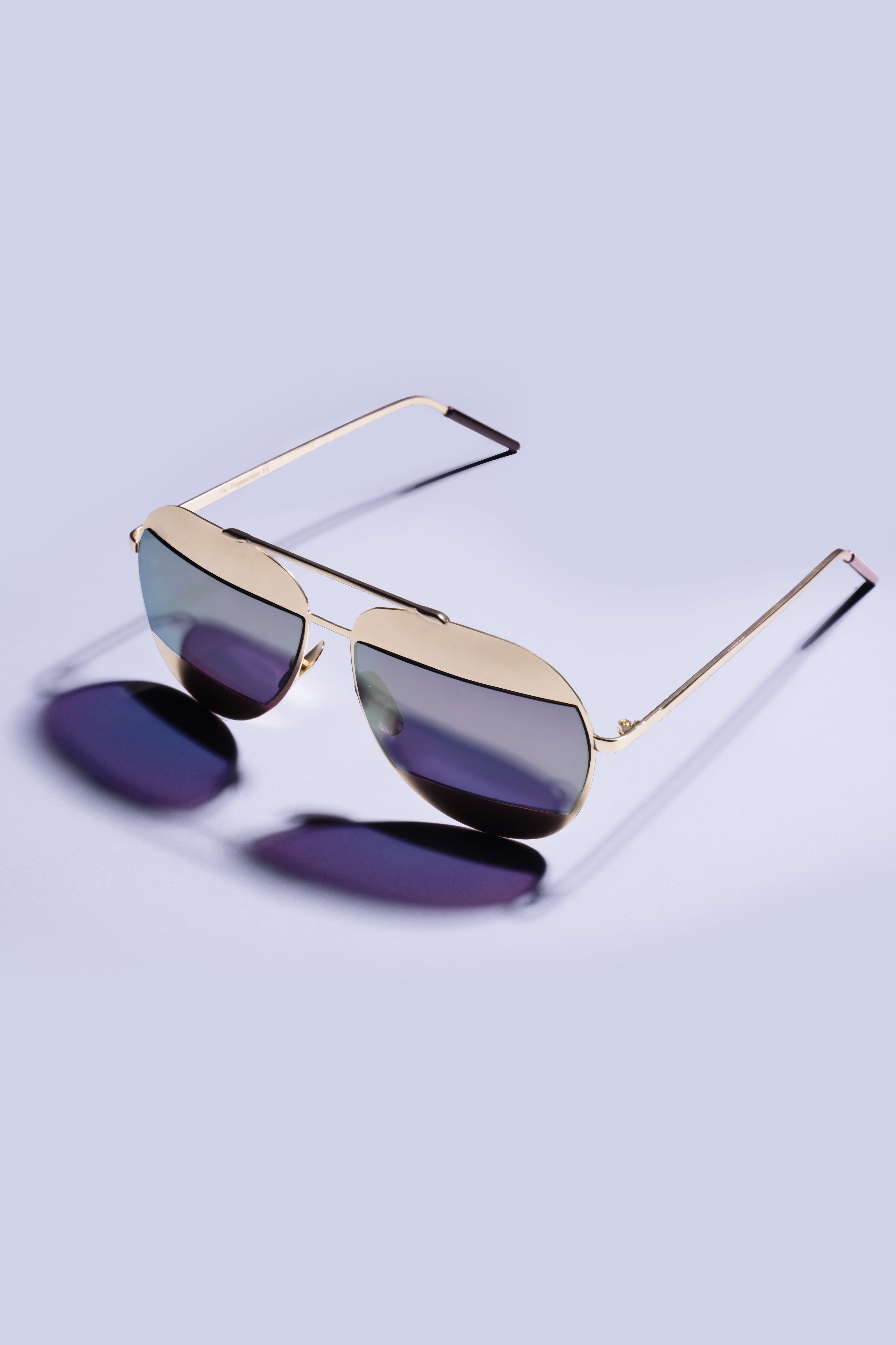 Metallic Gold Dior Split French Crown Aviator Unisex Sunglasses