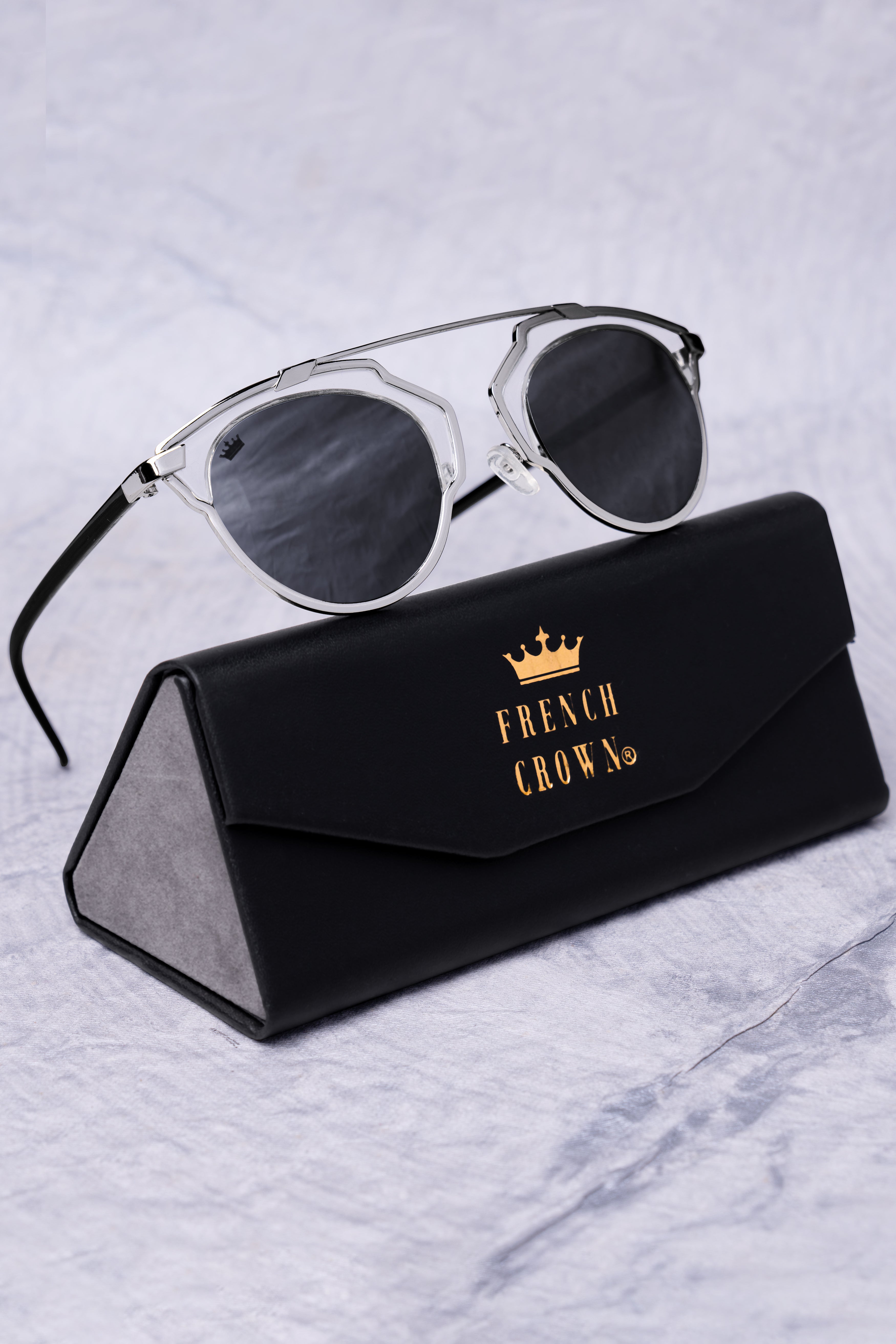 Charcoal Gray French Crown Full Rim Unisex Sunglasses