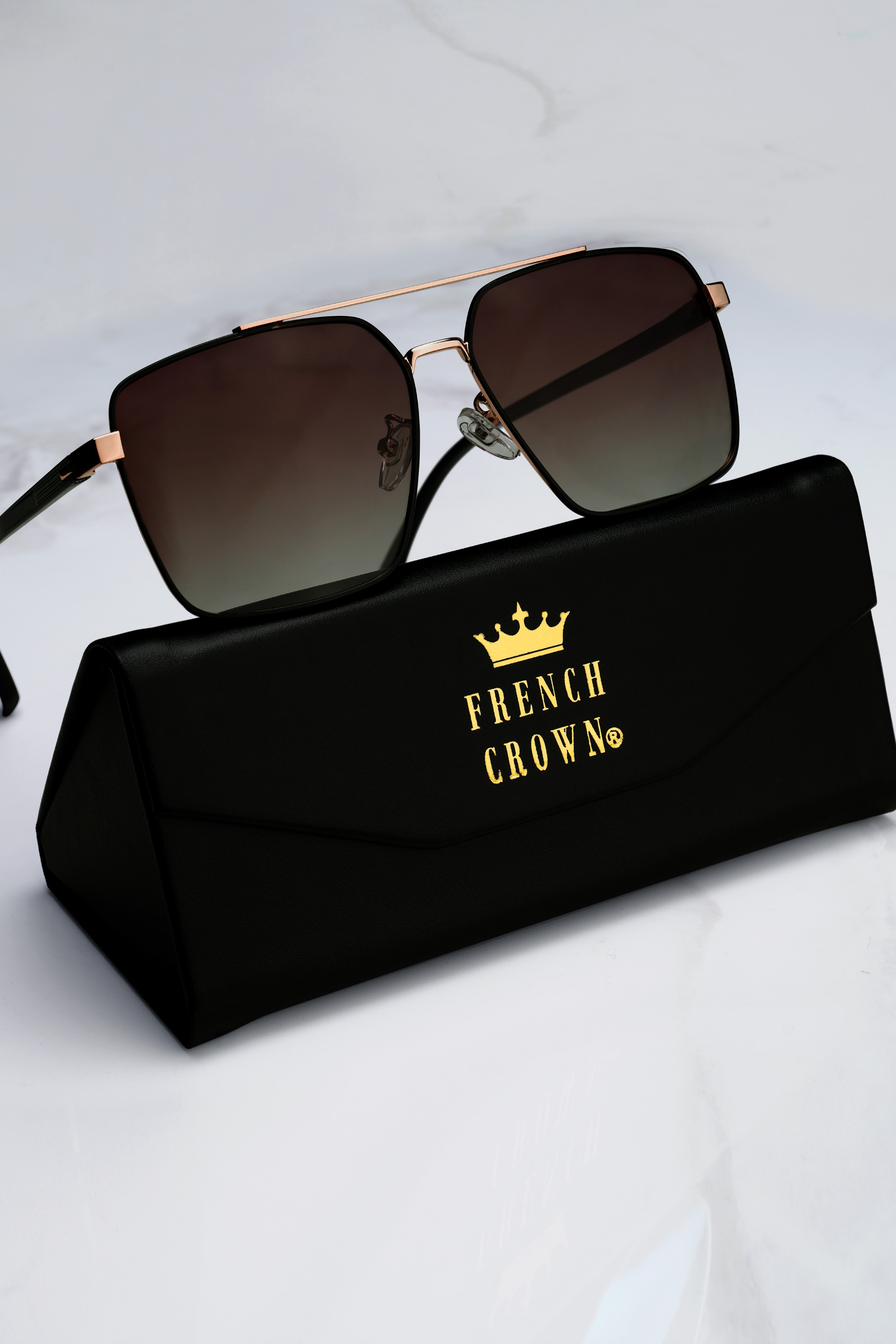 Caffivon-Espresso Brown French Crown Aviator Unisex Sunglasses