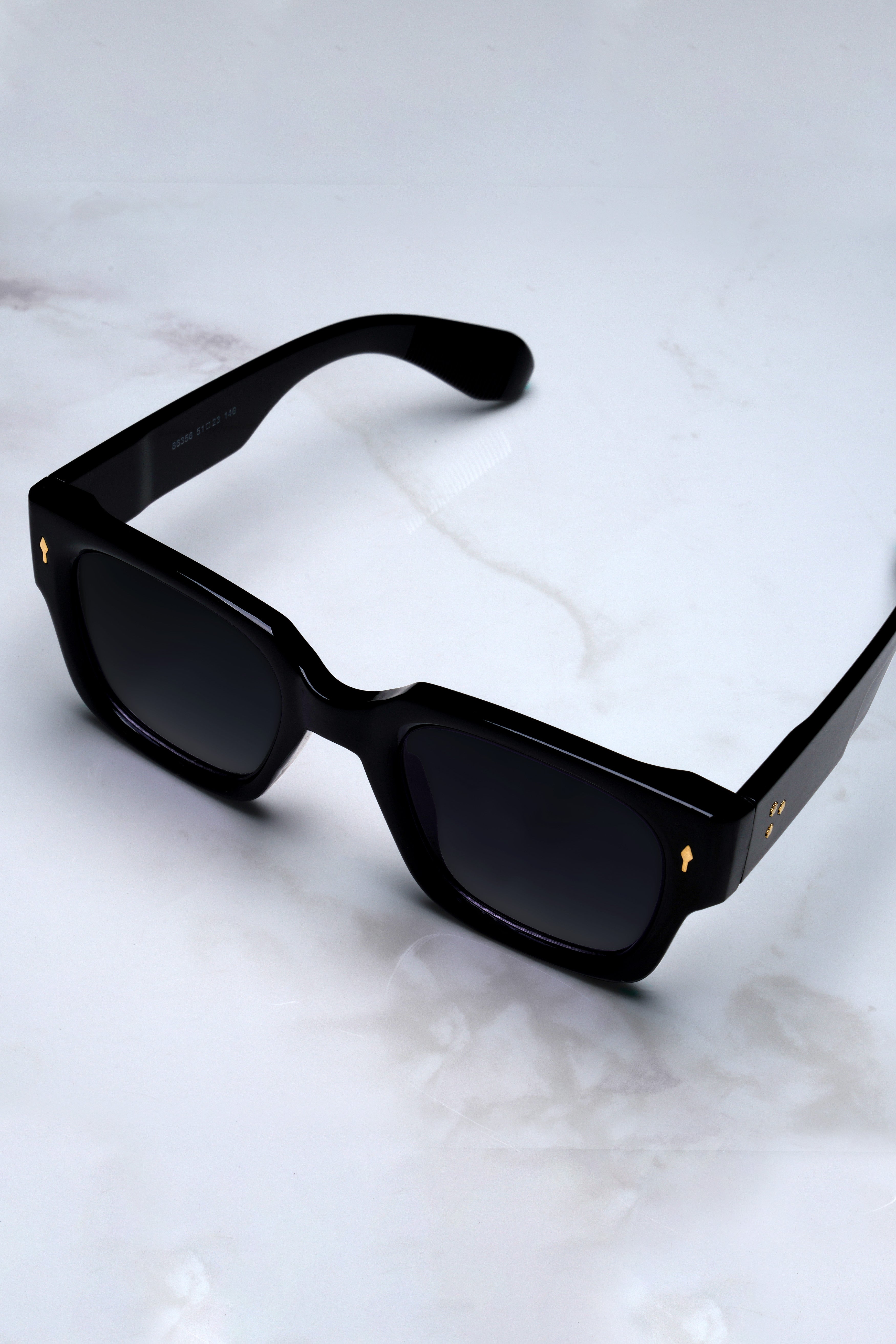 Nerivon-Obsidian Noir Black French Crown Oversized Unisex Sunglasses