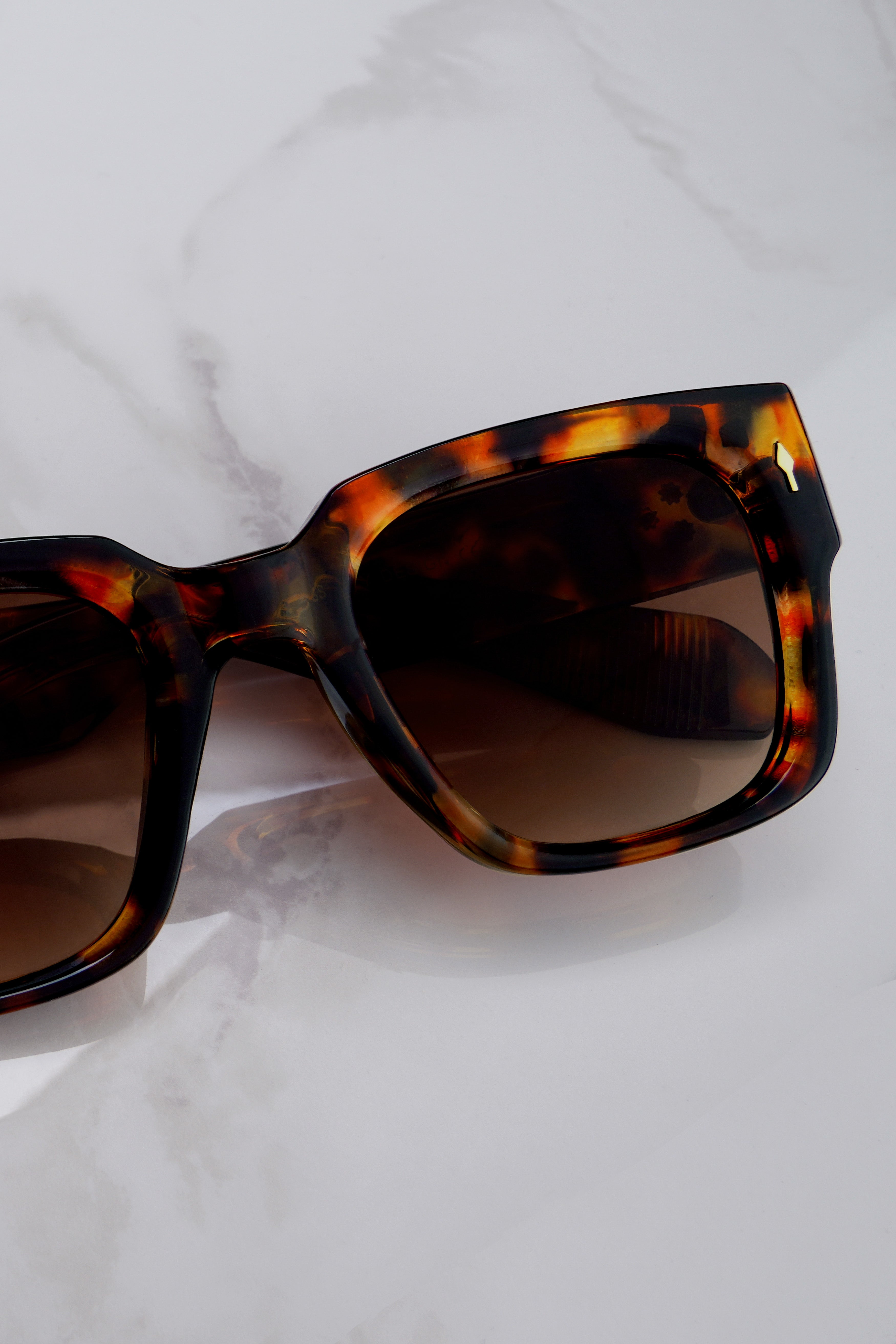 Marvoro-Ocean Havana Brown French Crown Oversized Unisex Sunglasses