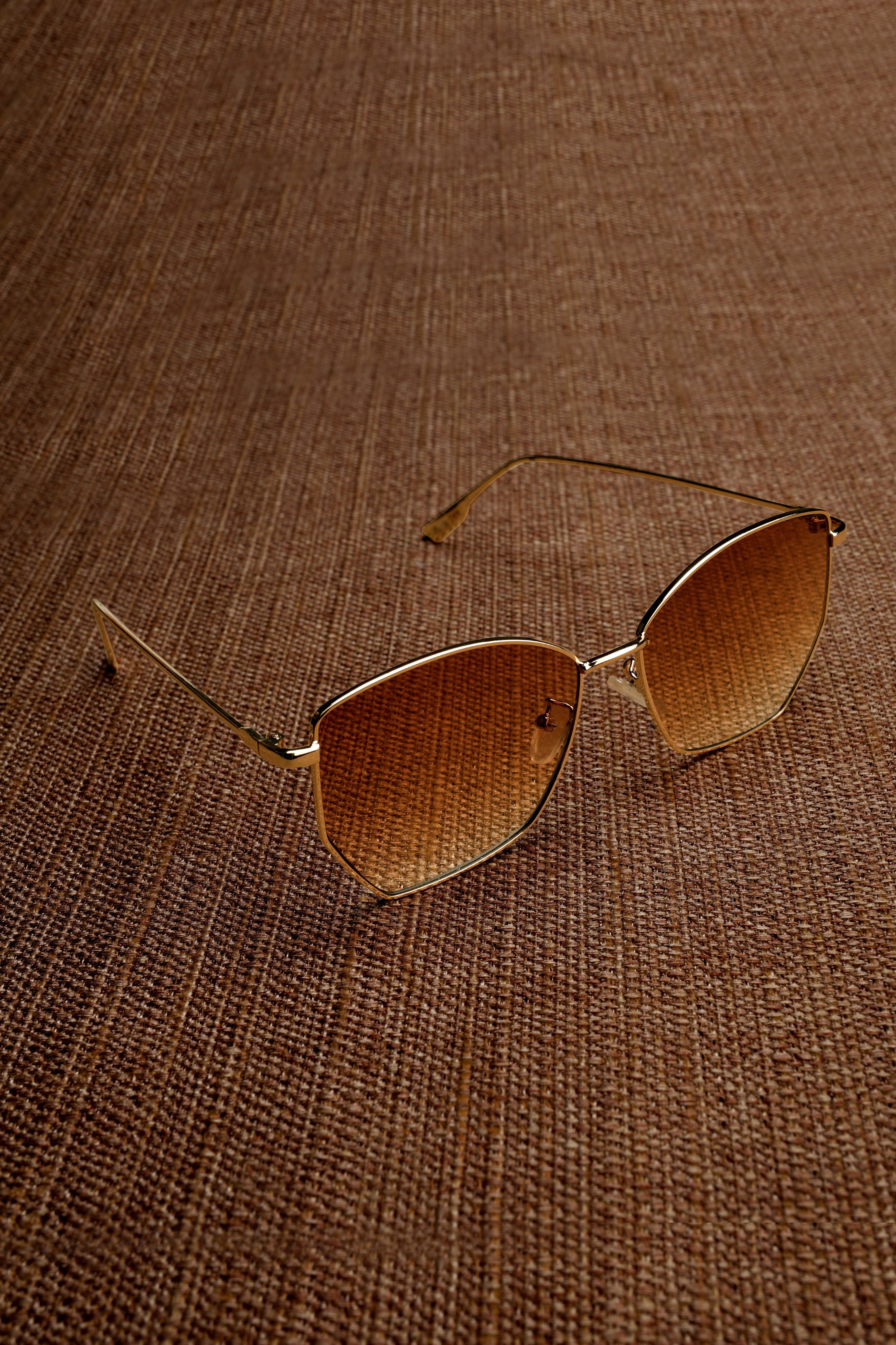 Ambroir-Golden Amber Fade Brown French Crown Geometric Unisex Sunglasses