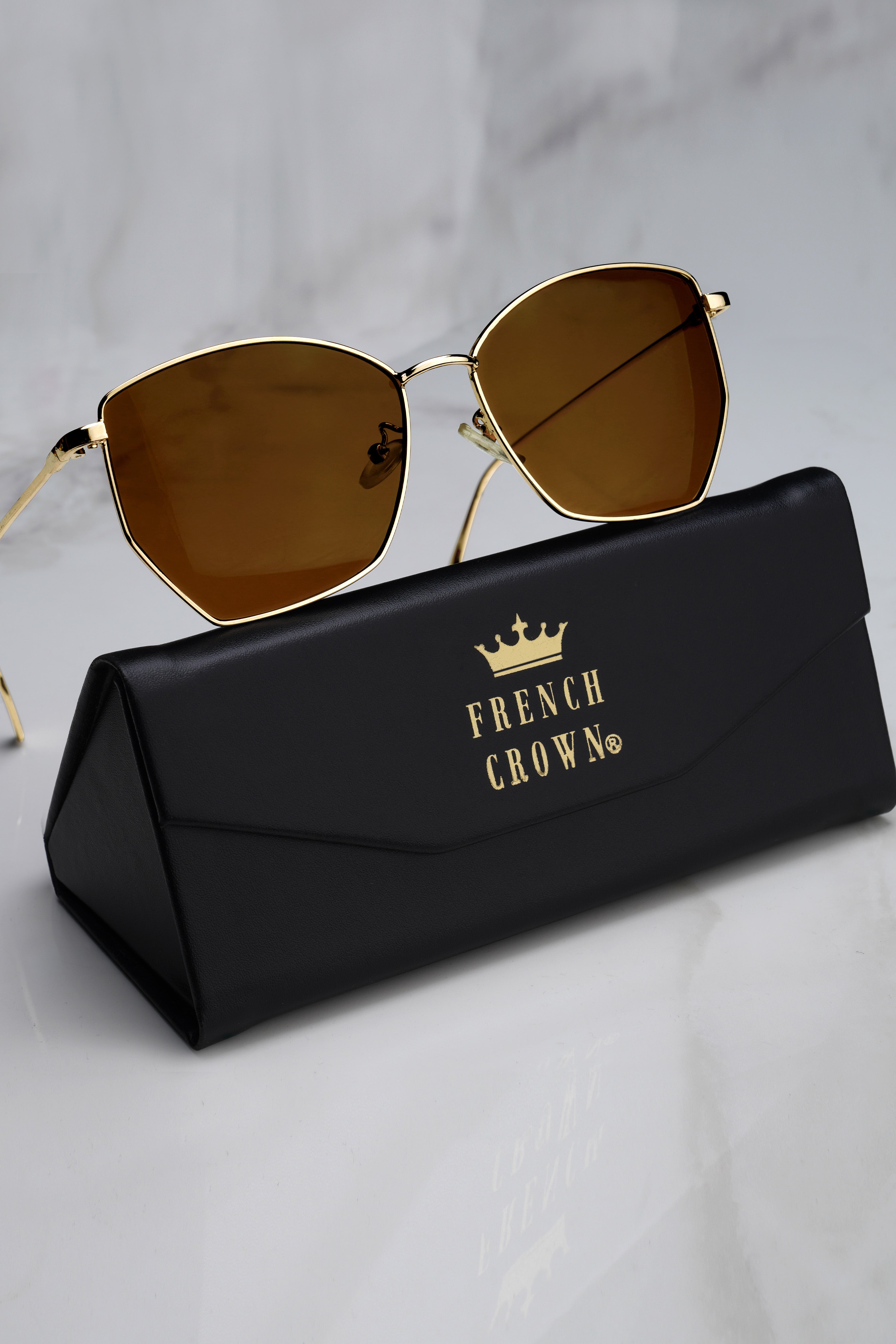 Cataro-Cafe Brown French Crown Cat Eye Unisex Sunglasses