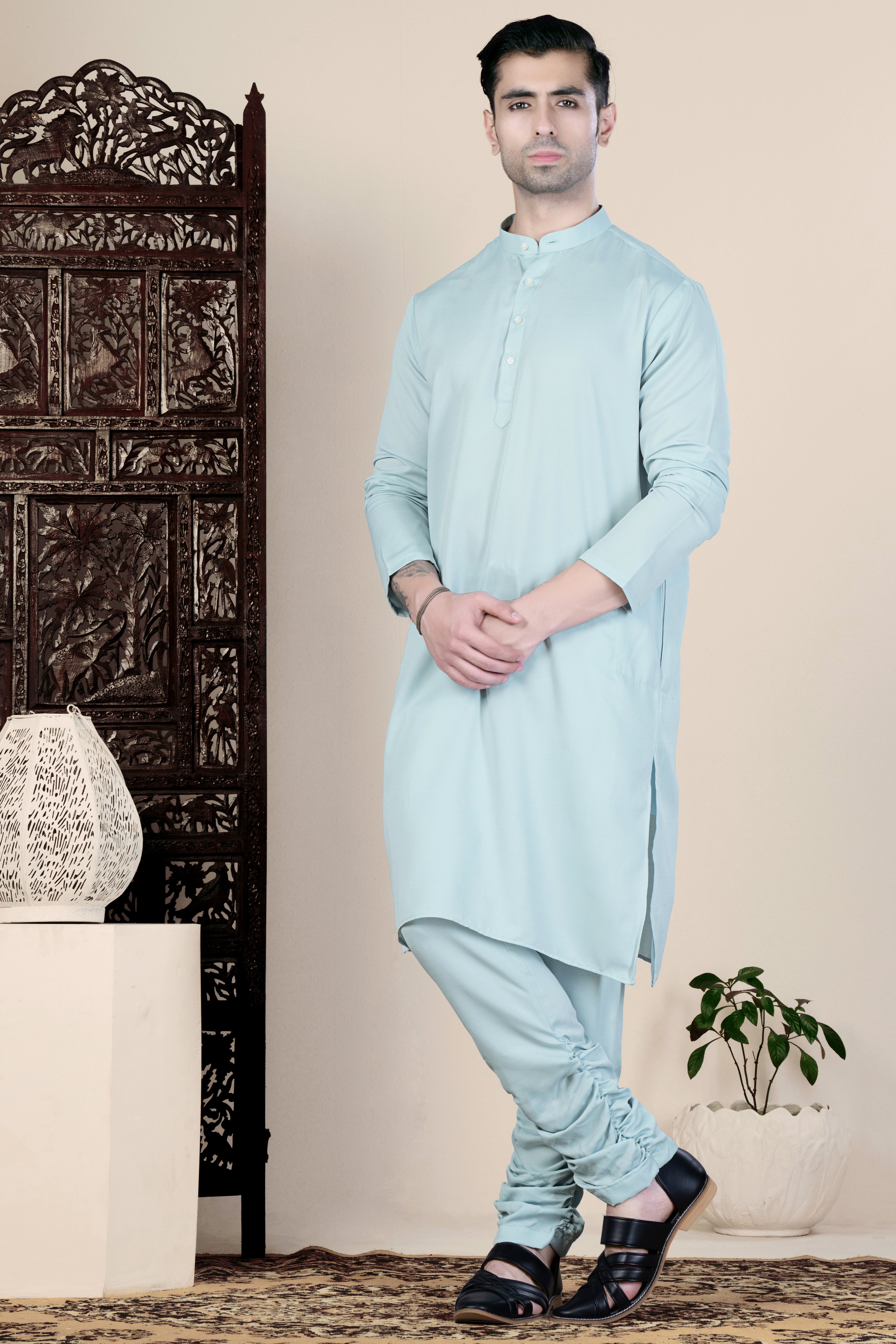 Celeste Blue Viscose Designer Kurta