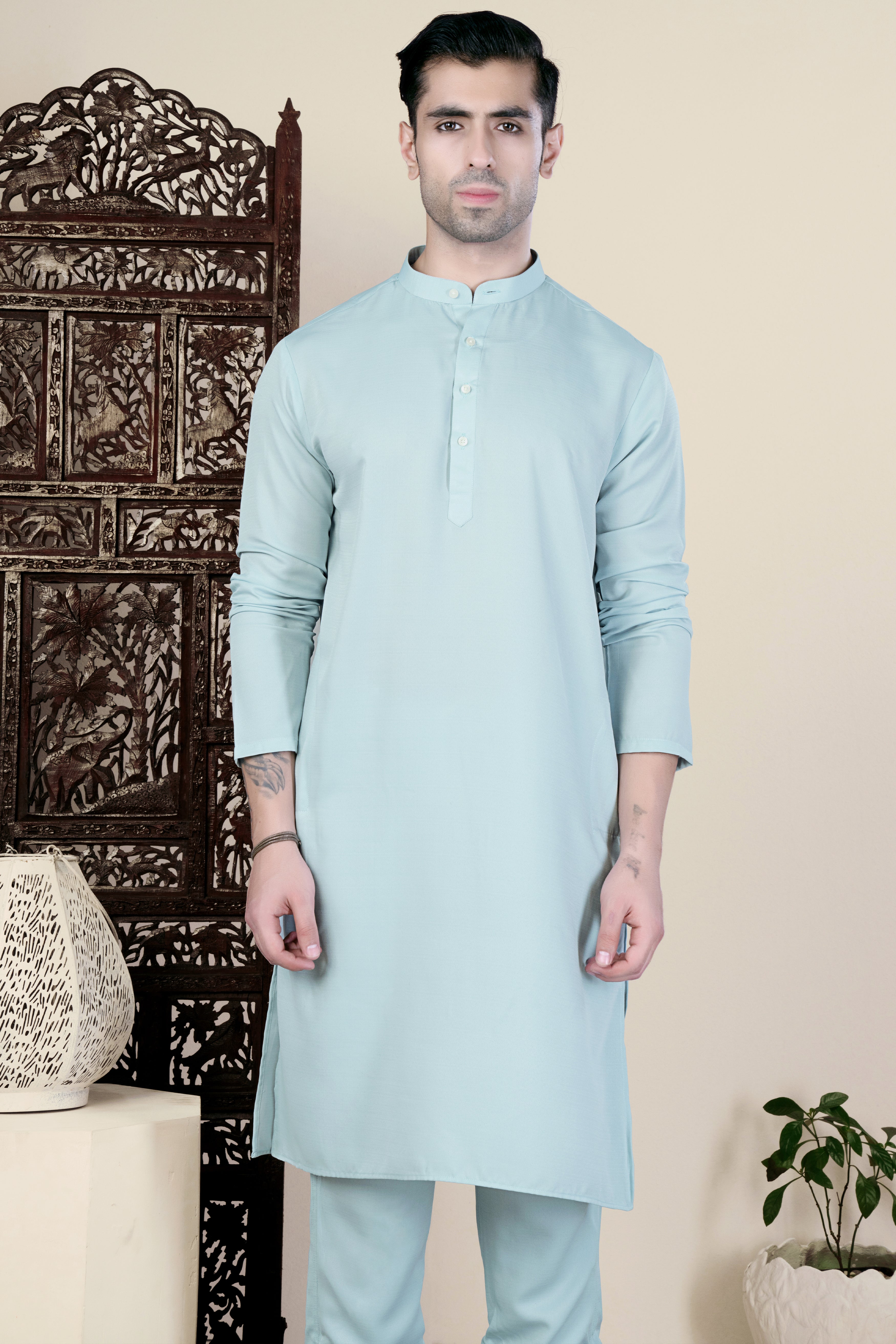 Celeste Blue Viscose Designer Kurta