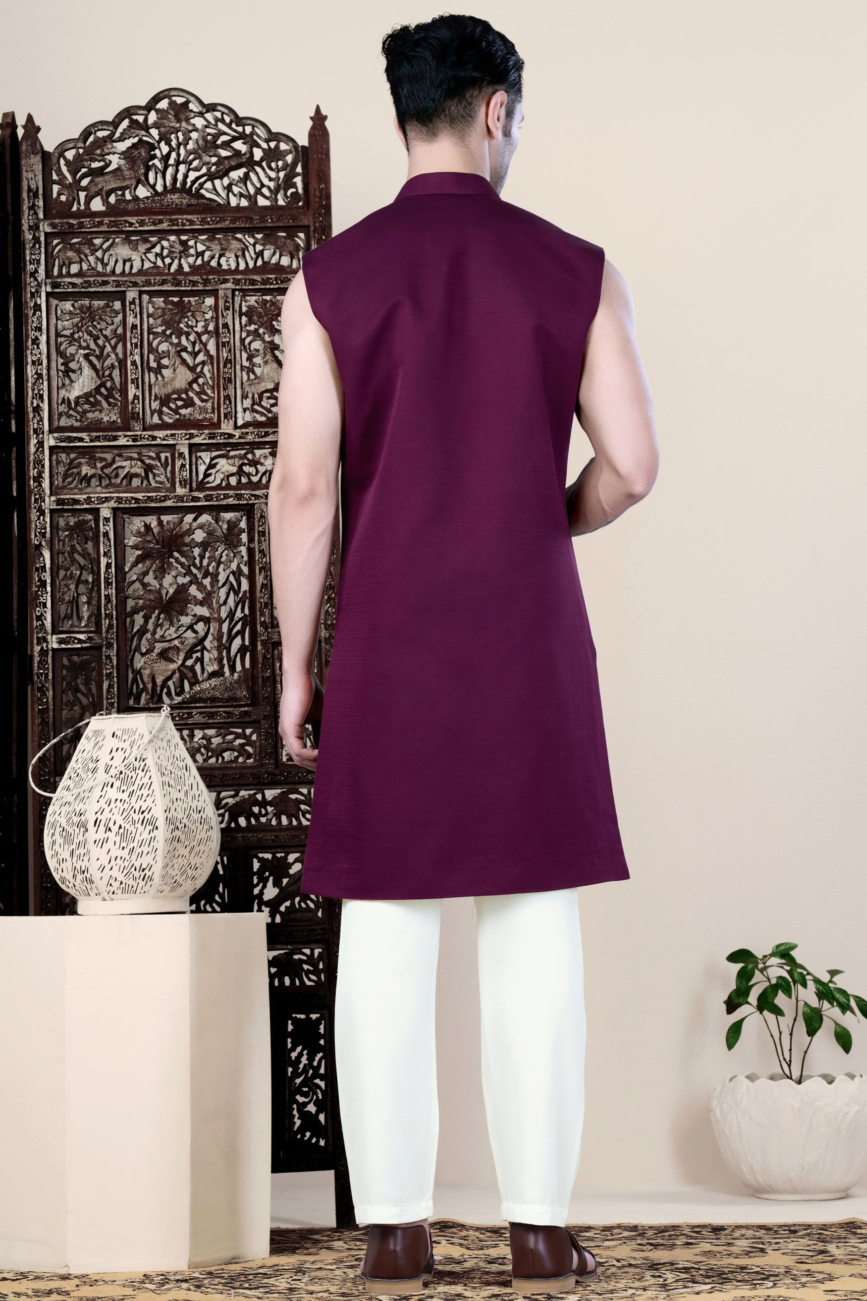 Barossa Maroon Viscose Sleeveless Indo