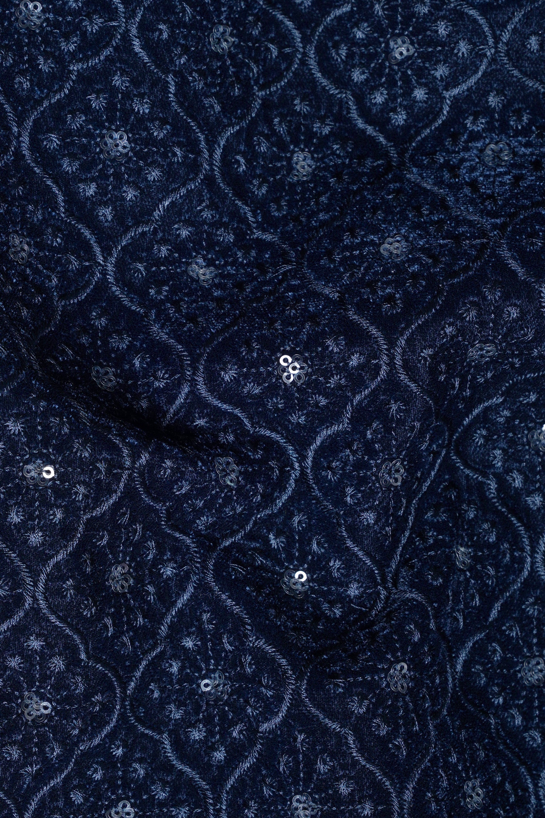 Cloud Burst and Haiti Blue Moroccan Thread and Sequin Embroidered Indo-Western Set