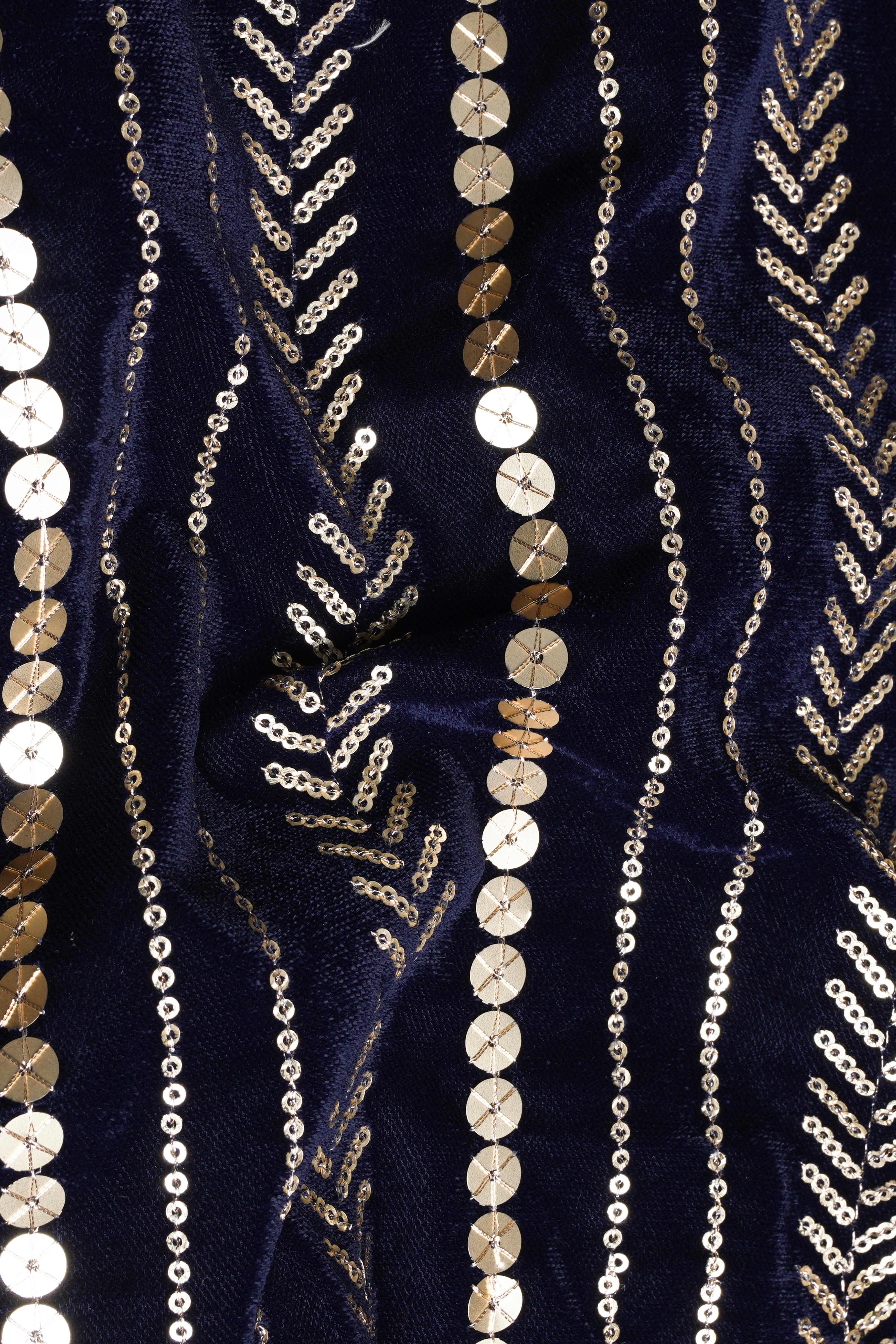Ebony Clay Blue Vertical Sequin Embroidered Indo-Western Sherwani Set