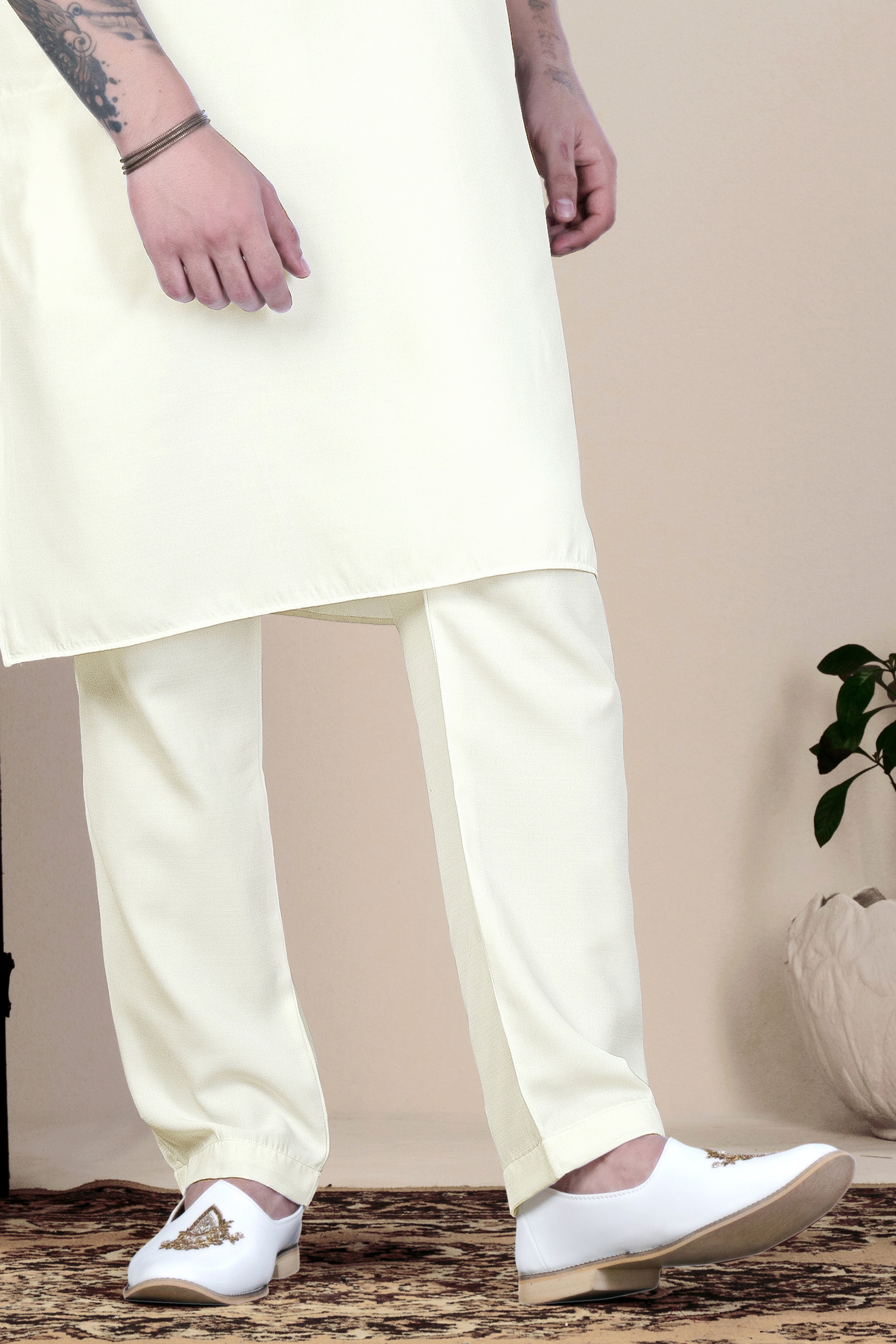Magnolia Cream Chevron Sequin Embroidered Jodhpuri Set
