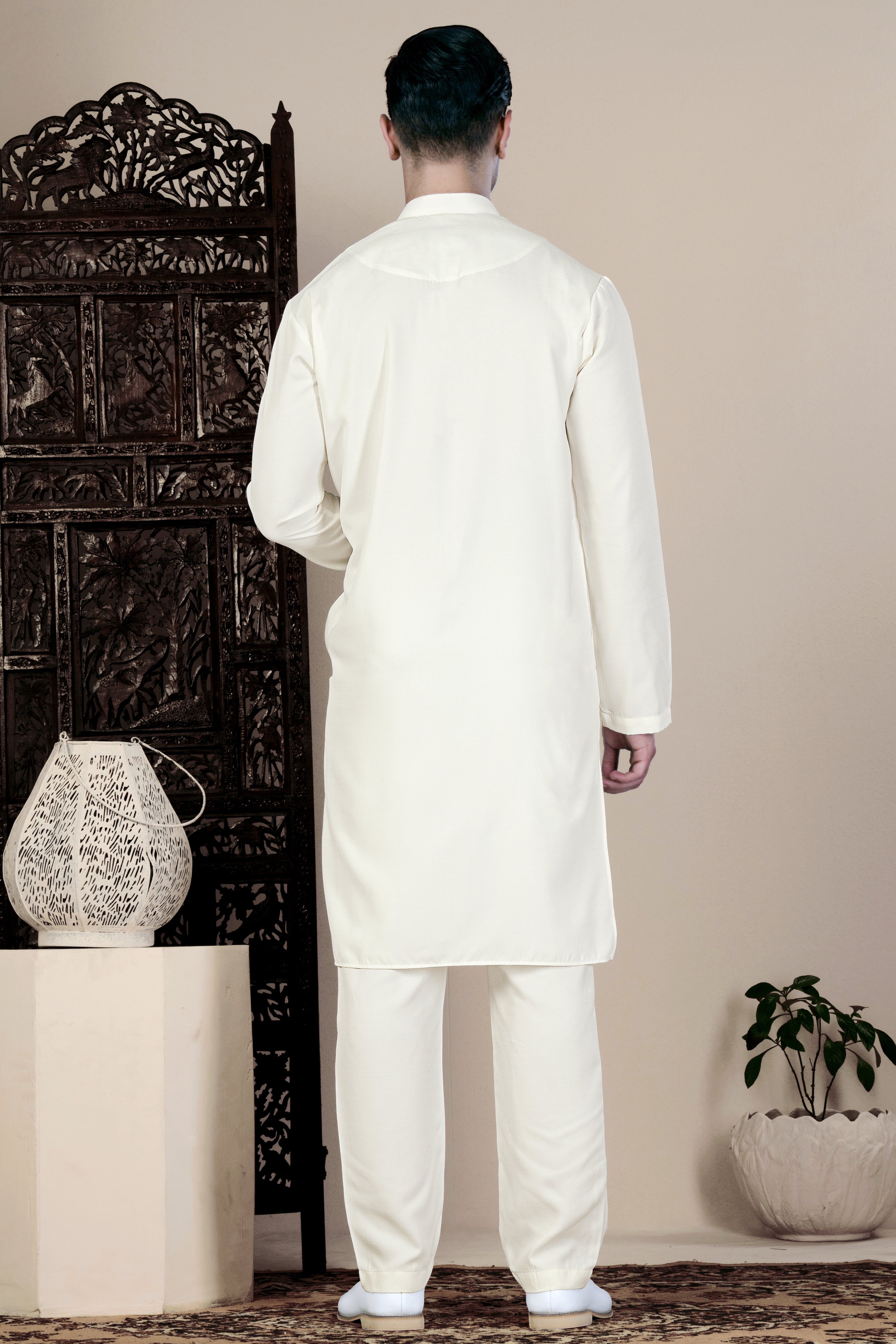 Magnolia Cream Chevron Sequin Embroidered Jodhpuri Set