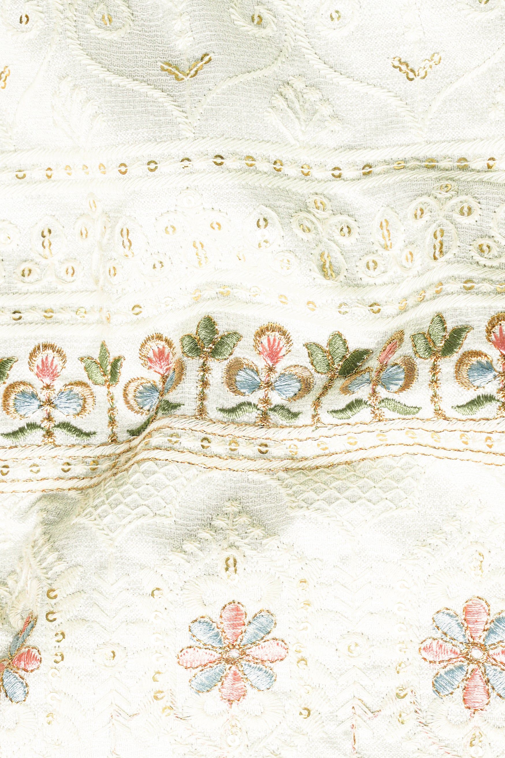 Merino Cream Multicolour Thread and Sequin Embroidered Indo-Western Sherwani