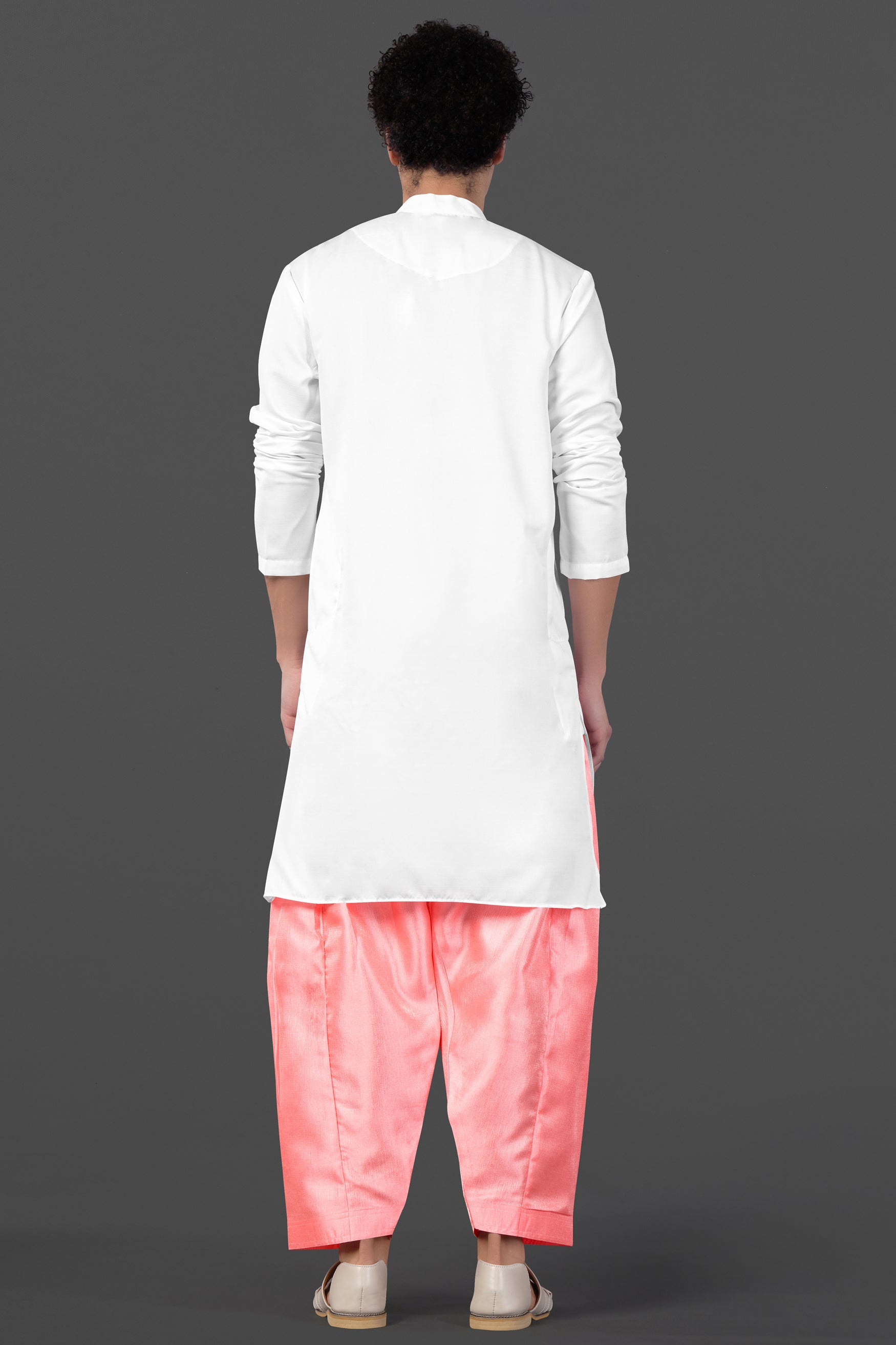 Porcelain Cream and Apricot Peach Multicolour Thread and Sequin Embroidered Indo-Western Sherwani