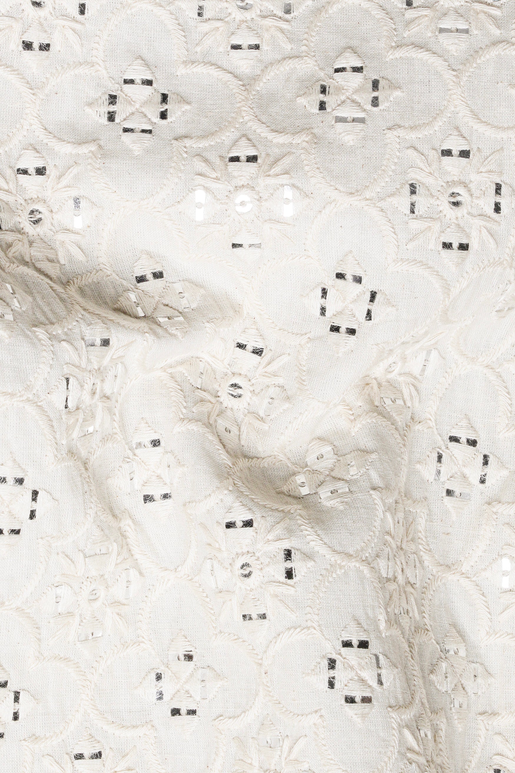 Almond Beige Thread and Sequin Embroidered Indo-Western