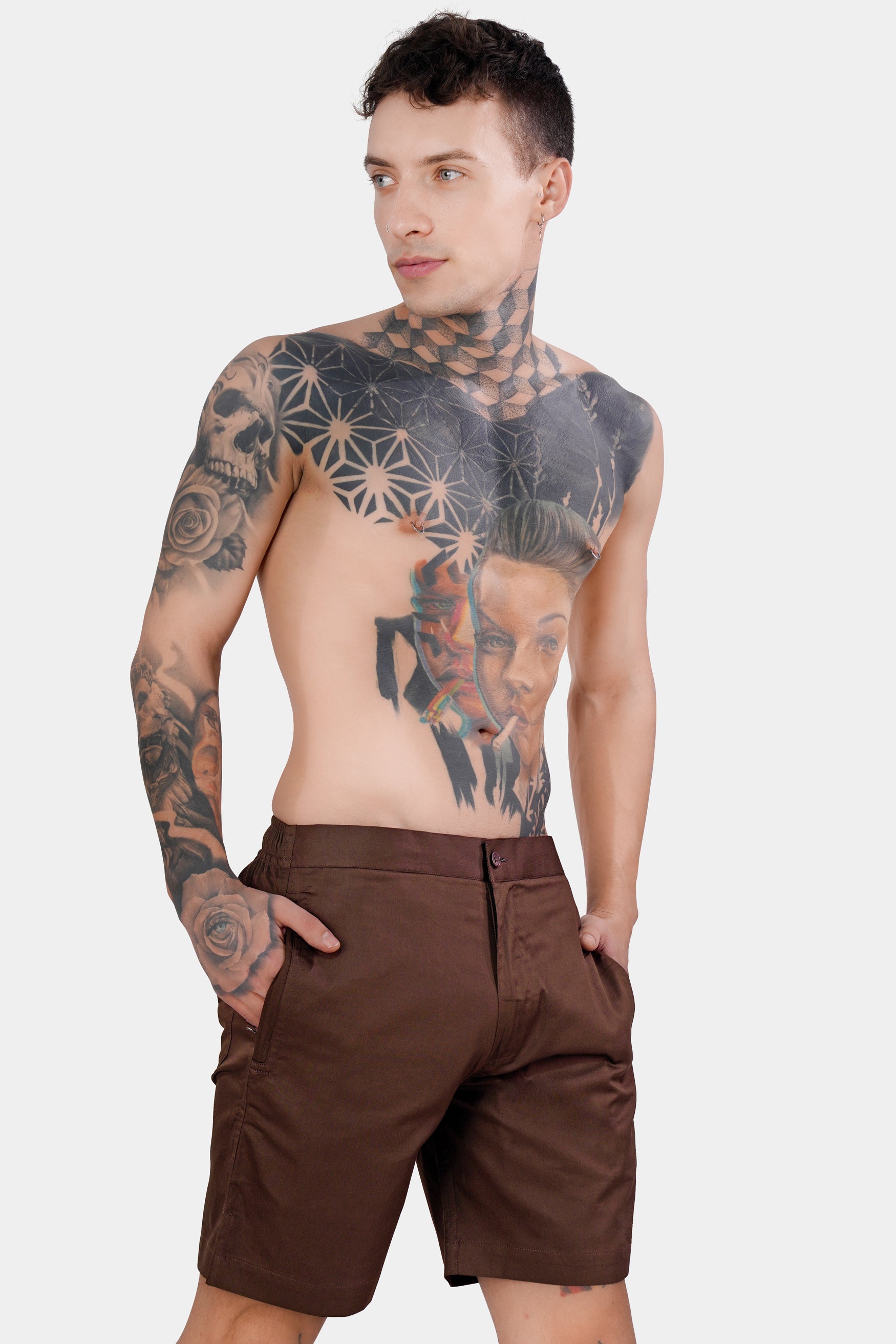 Bistre Brown Subtle Sheen Super Soft Premium Cotton Shorts