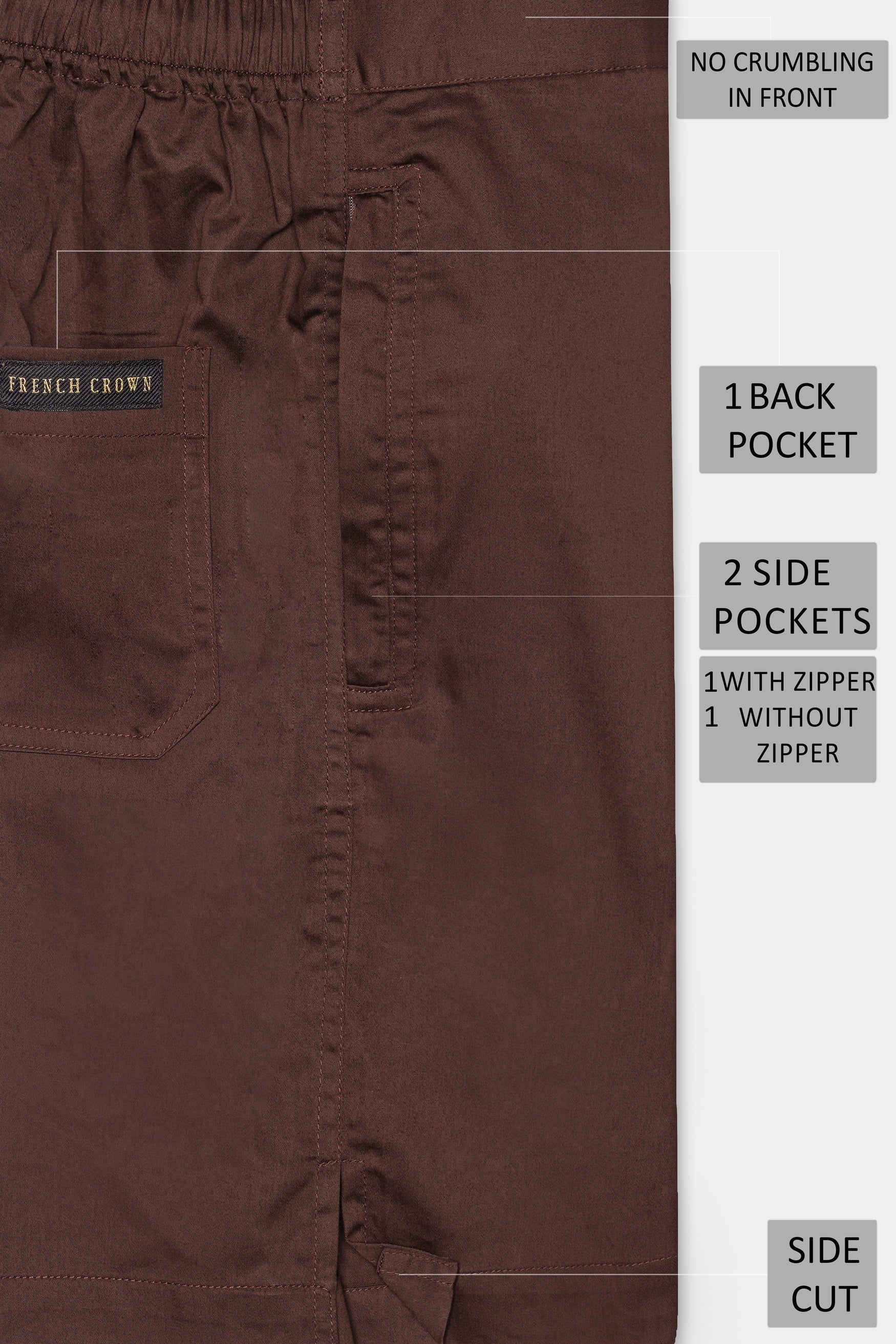 Bistre Brown Subtle Sheen Super Soft Premium Cotton Shorts