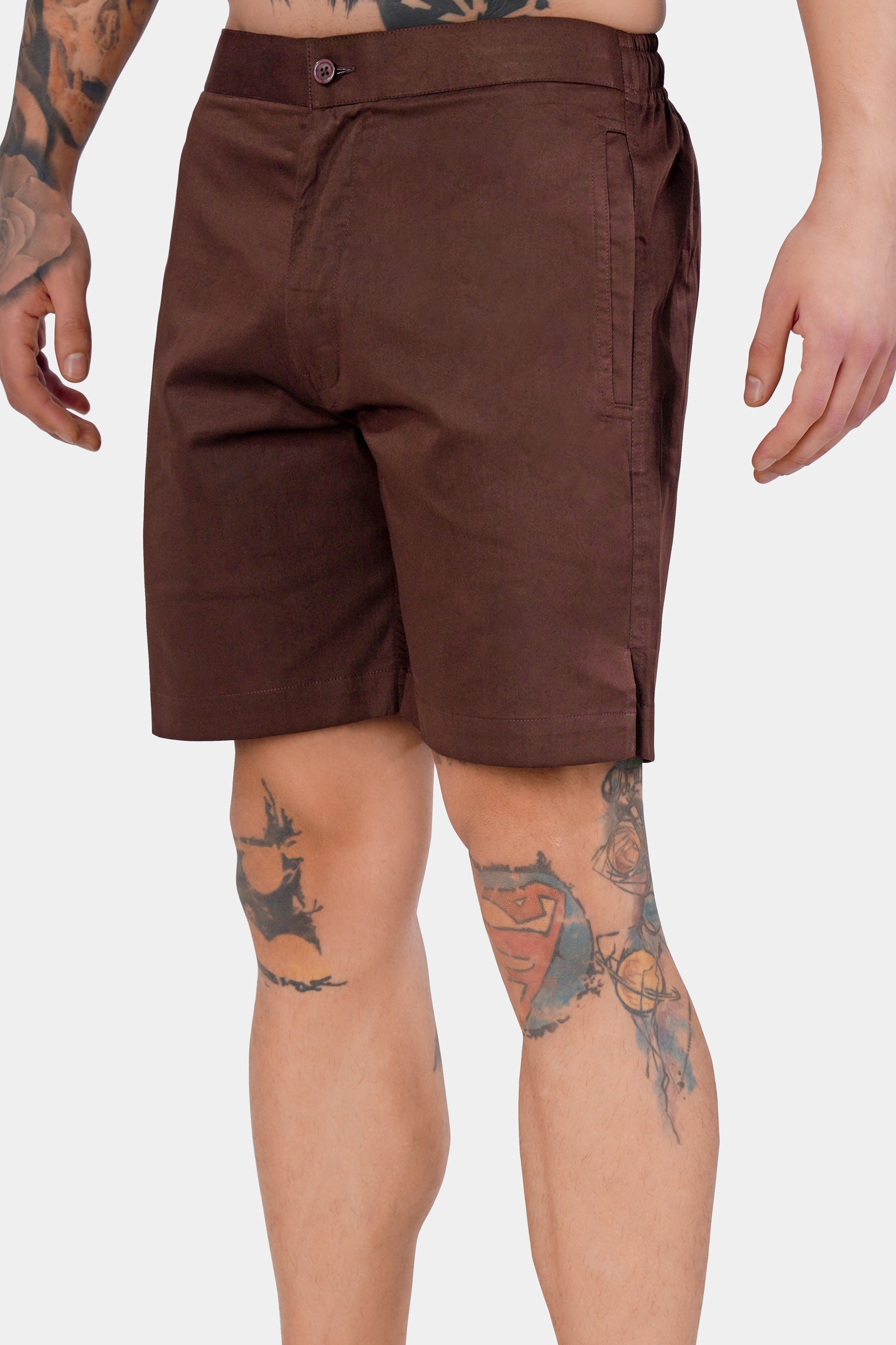 Bistre Brown Subtle Sheen Super Soft Premium Cotton Shorts