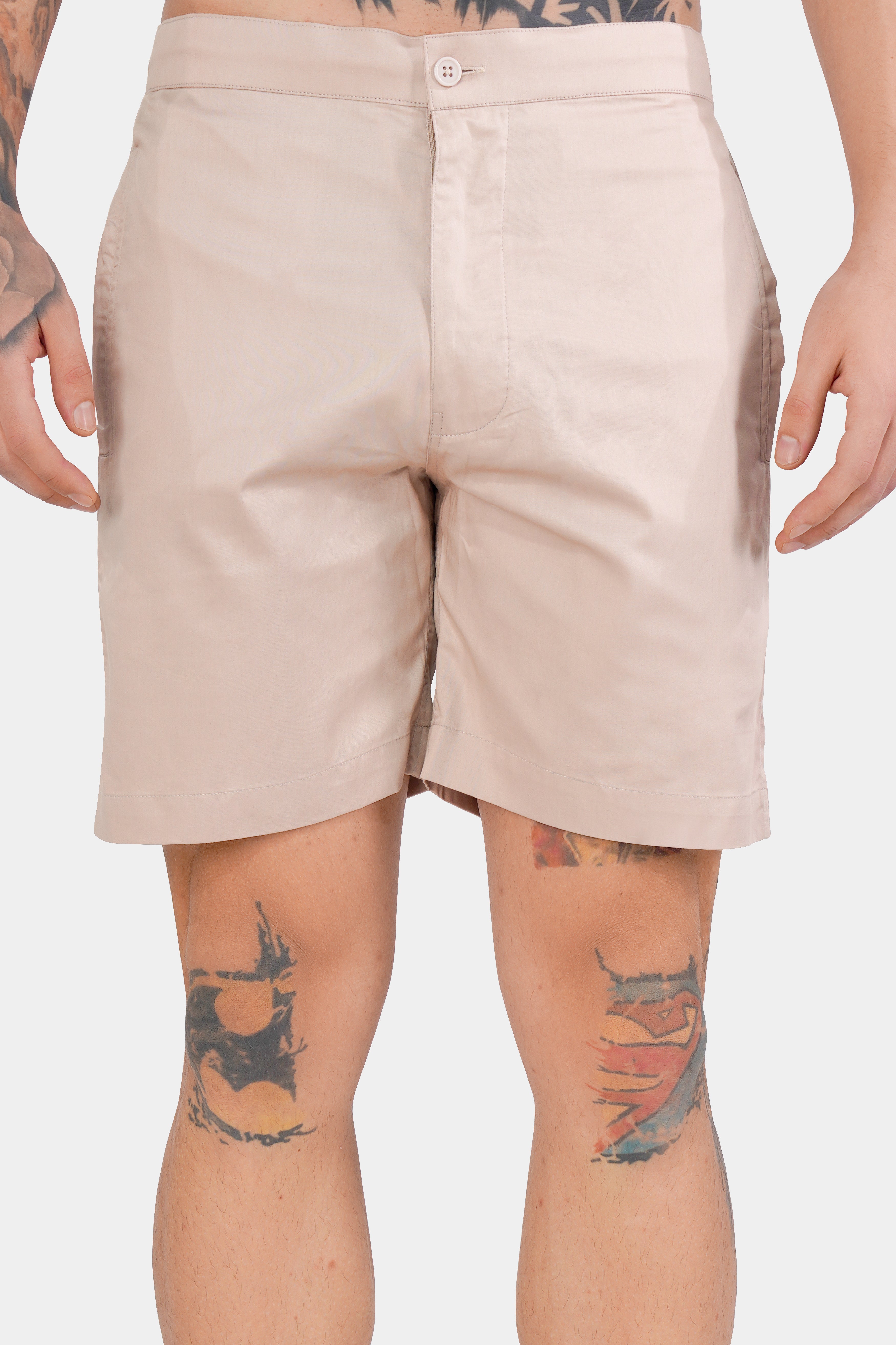 Oyster Beige Subtle Sheen Super Soft Premium Cotton Shorts