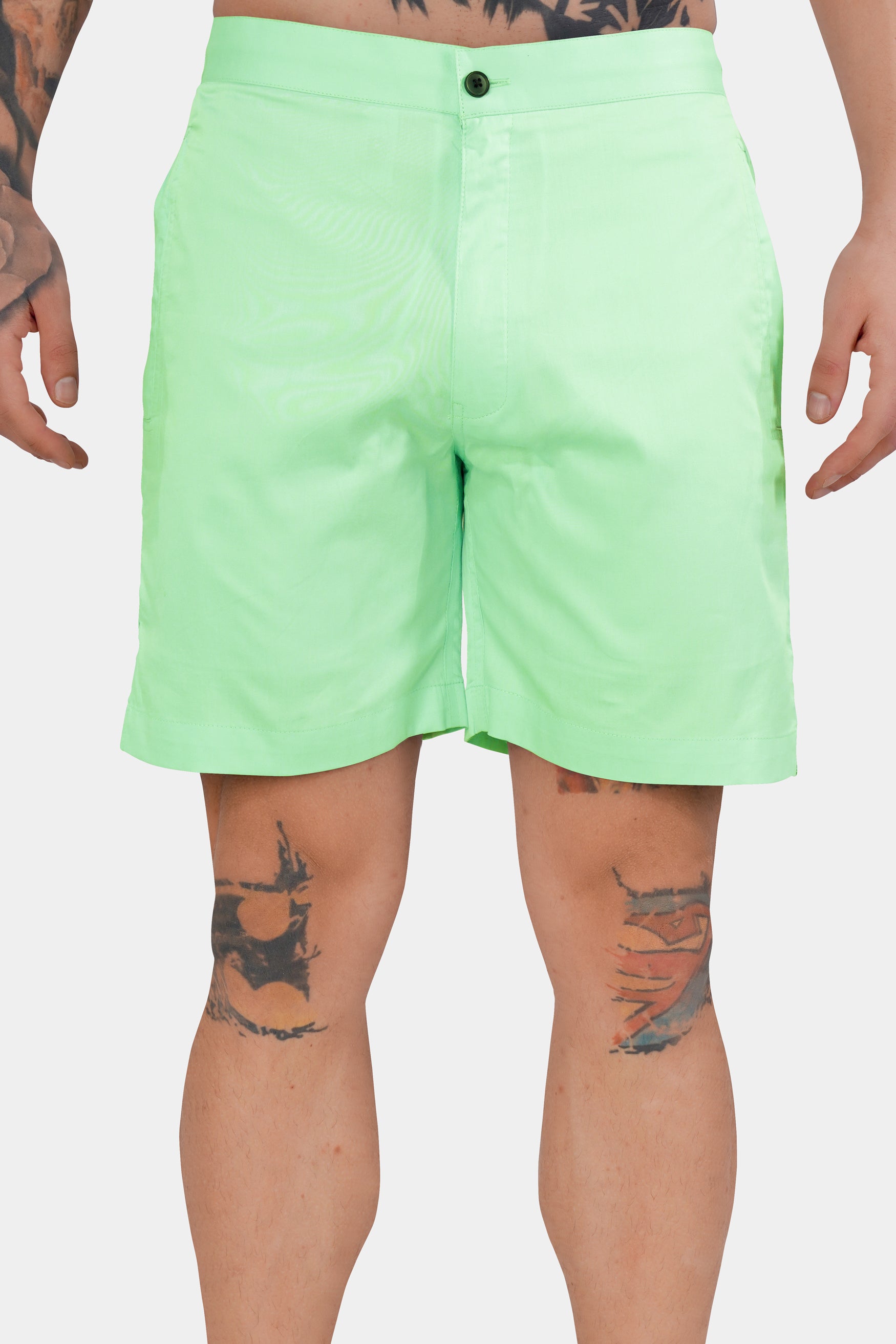 Fringy Green Subtle Sheen Super Soft Premium Cotton Shorts