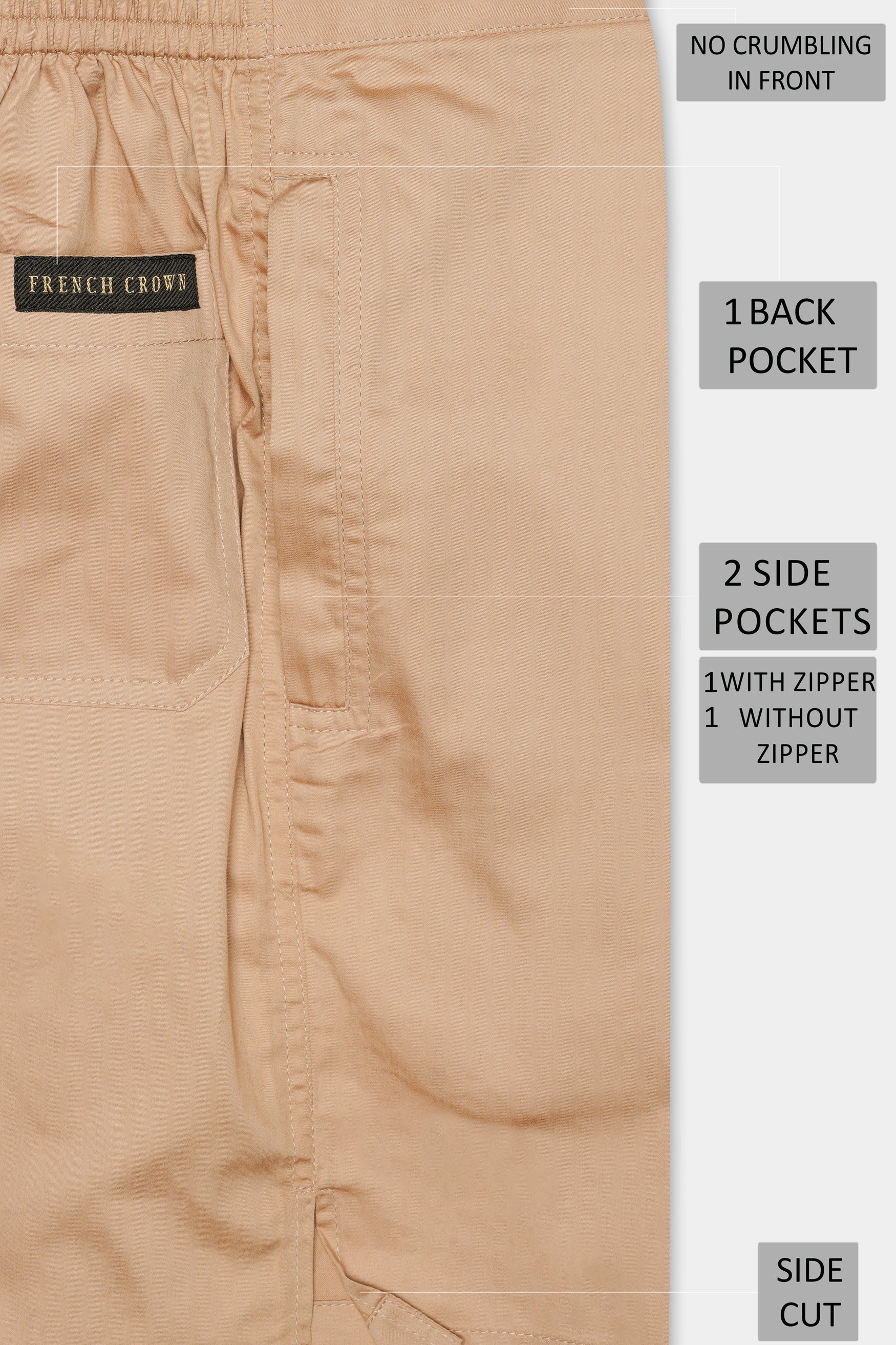 Fawn Brown Subtle Sheen Super Soft Premium Cotton Shorts