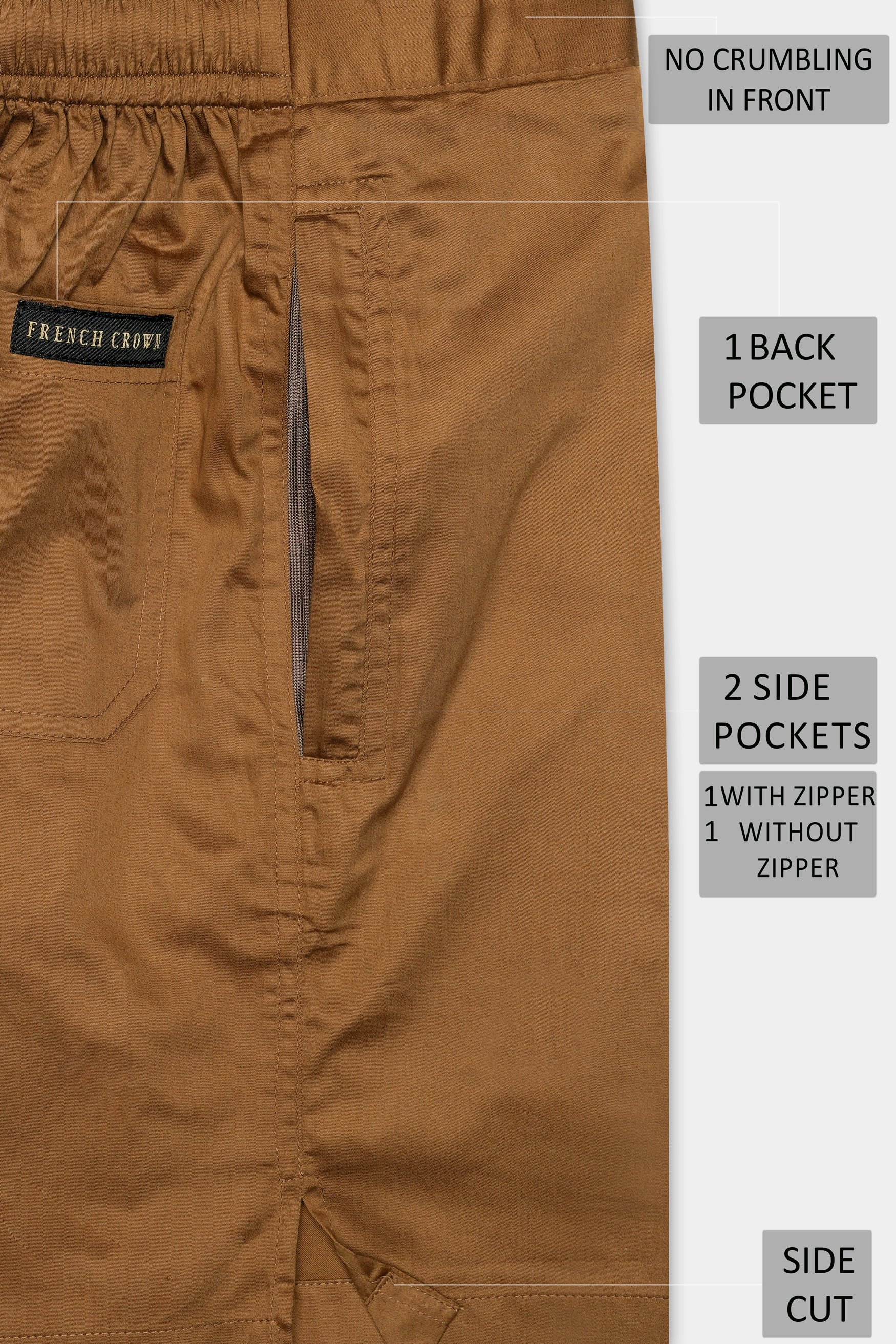 Sepia Brown Subtle Sheen Super Soft Premium Cotton Shorts