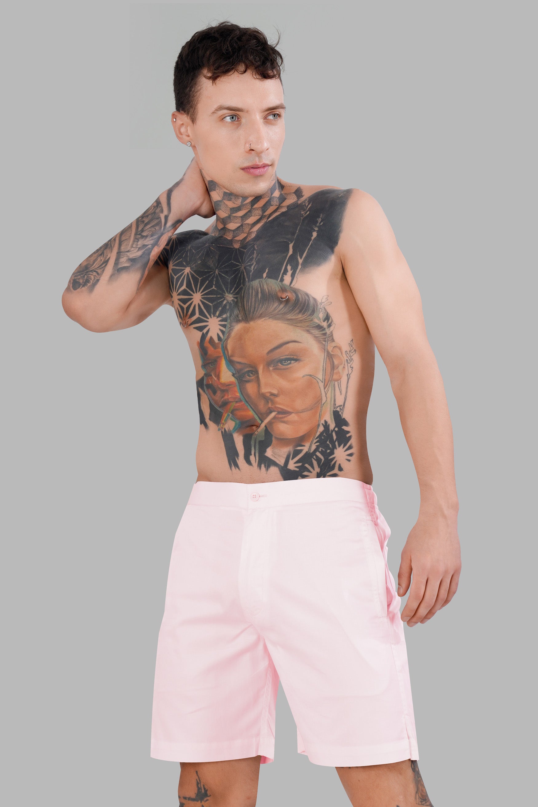 Bizarre Pink Subtle Sheen Super Soft Premium Cotton Shorts