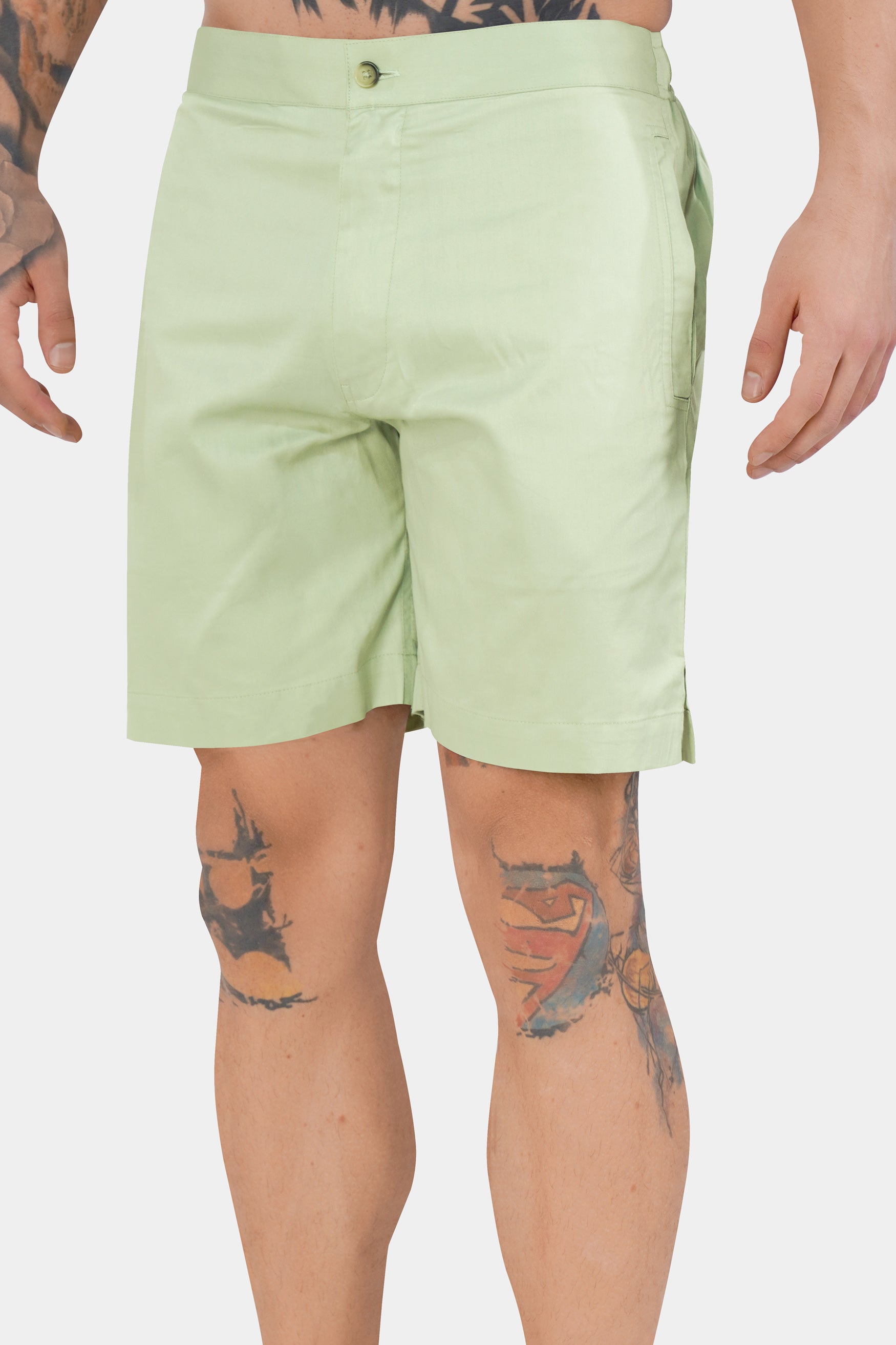 Sprout Green Subtle Sheen Super Soft Premium Cotton Shorts