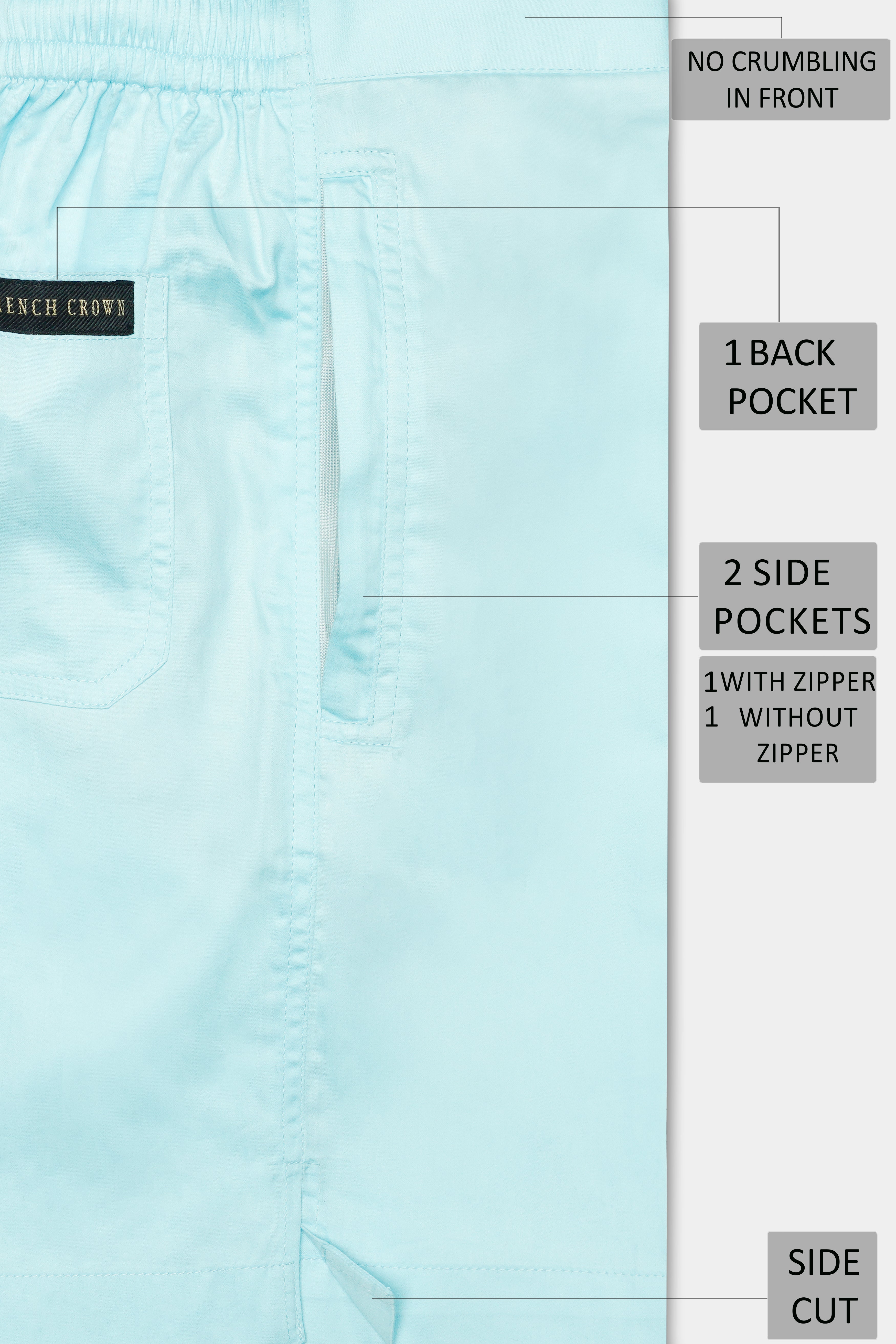 Iceberg Blue Subtle Sheen Super Soft Premium Cotton Shorts