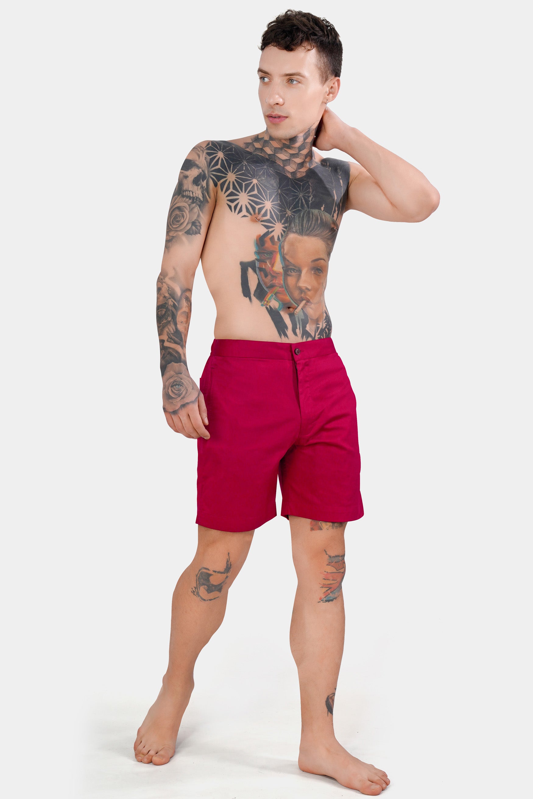 Shiraz Red Subtle Sheen Super Soft Premium Cotton Shorts